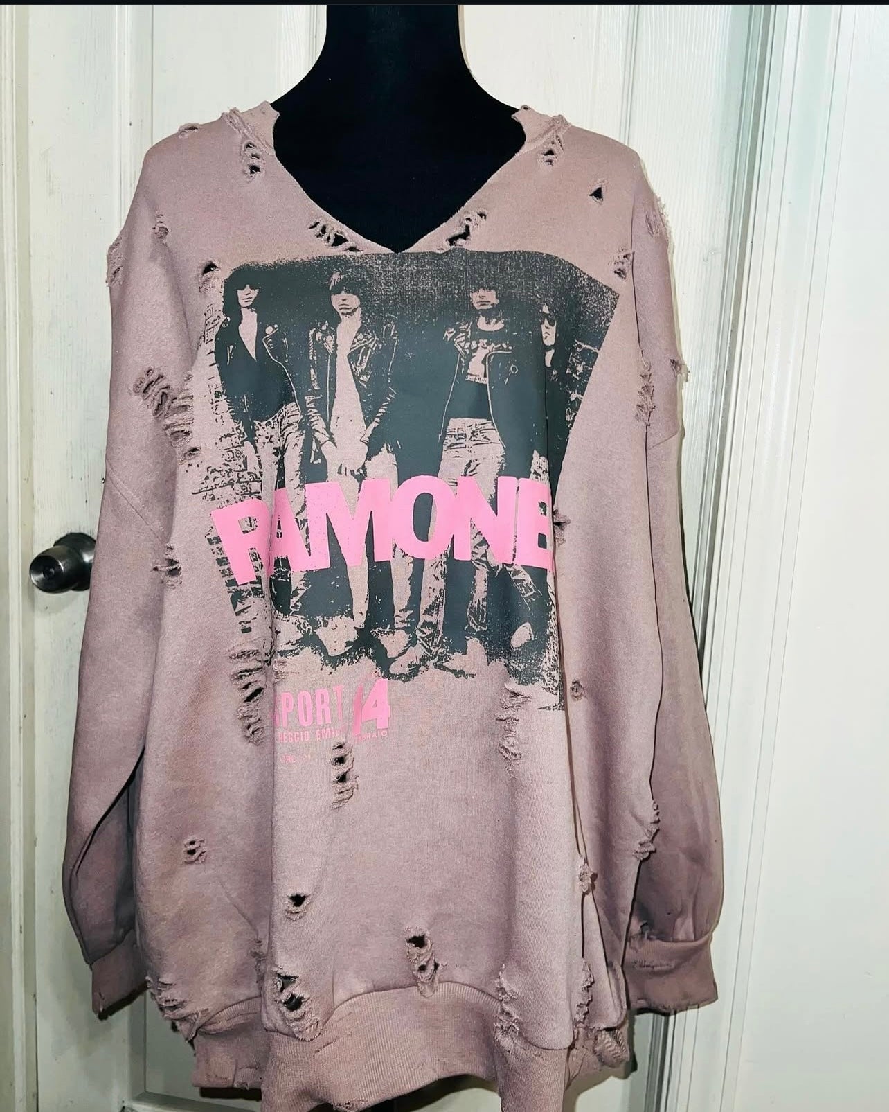 The Ramones Oversized Distressed Sweatshirt
