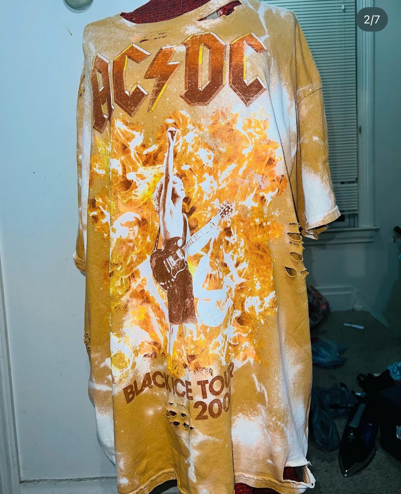 AC/DC Bleached Oversized Distressed Tee