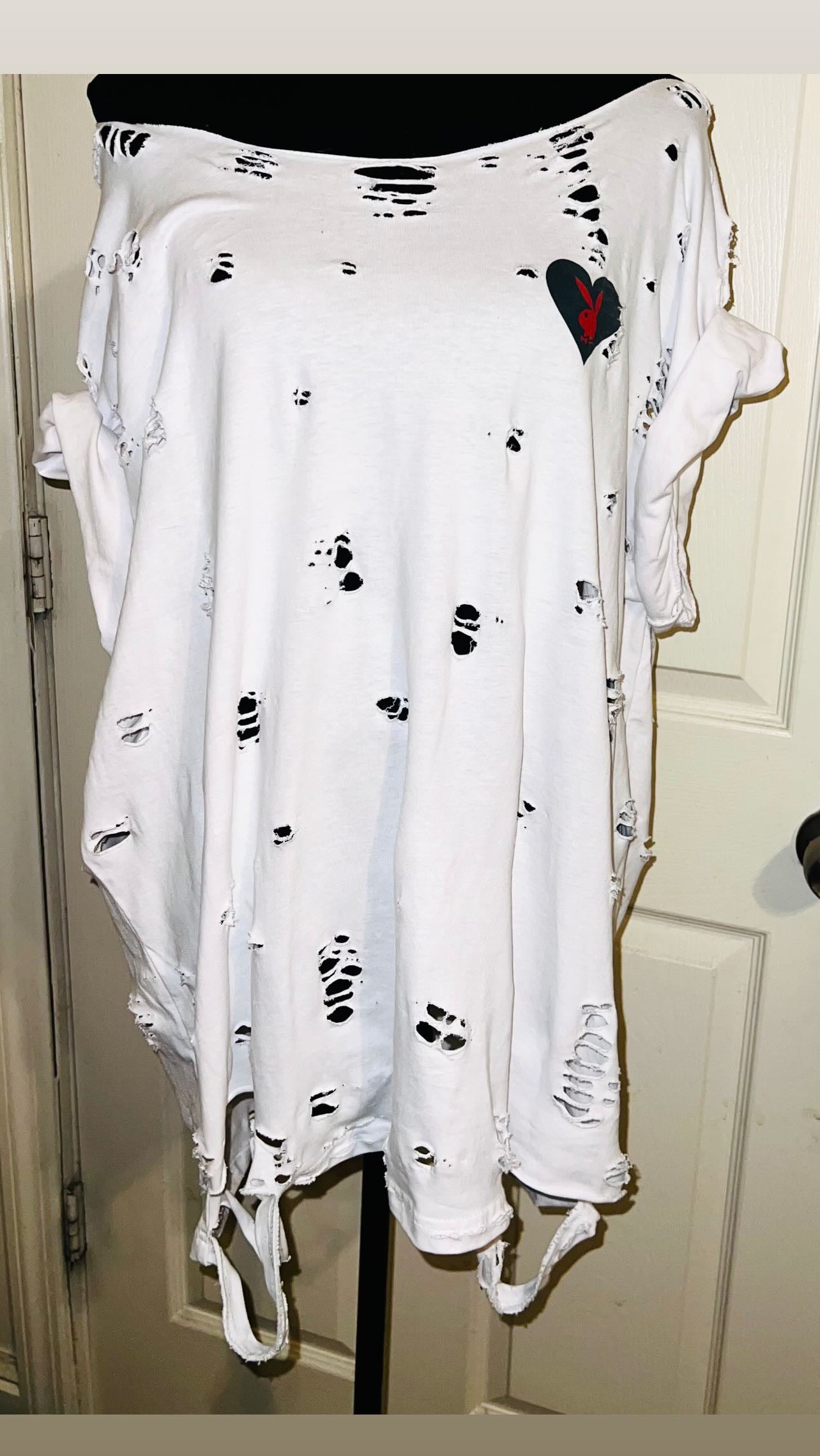 Playboy Double Sided Oversized Distressed Tee