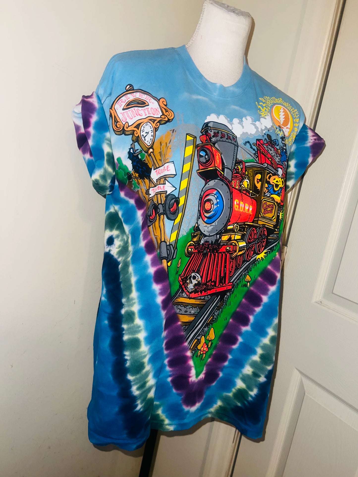 Grateful Dead Train Double Sided Oversized Distressed Tee