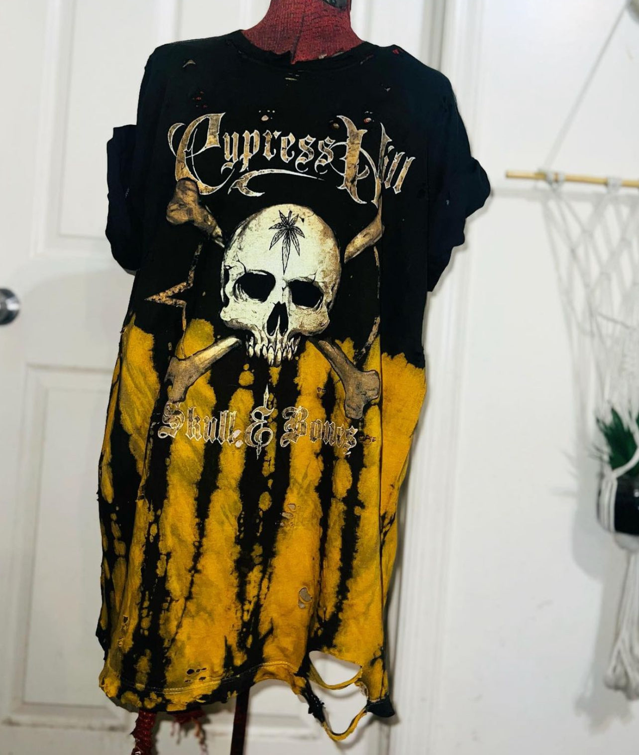 Cypress Hill “Skull & Bones” Oversized Tie Dye Distressed Tee