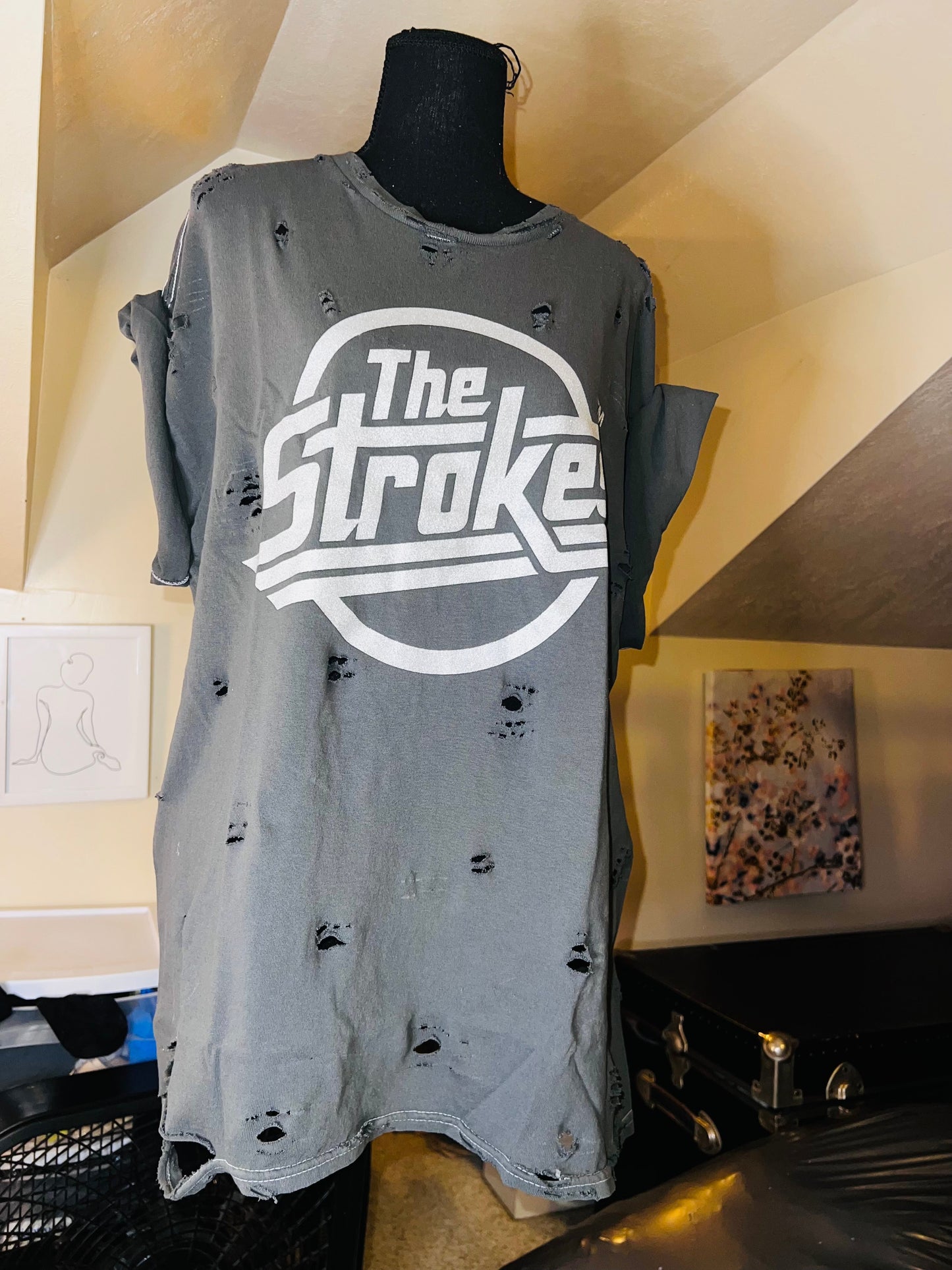 The Strokes Oversized Distressed Tee