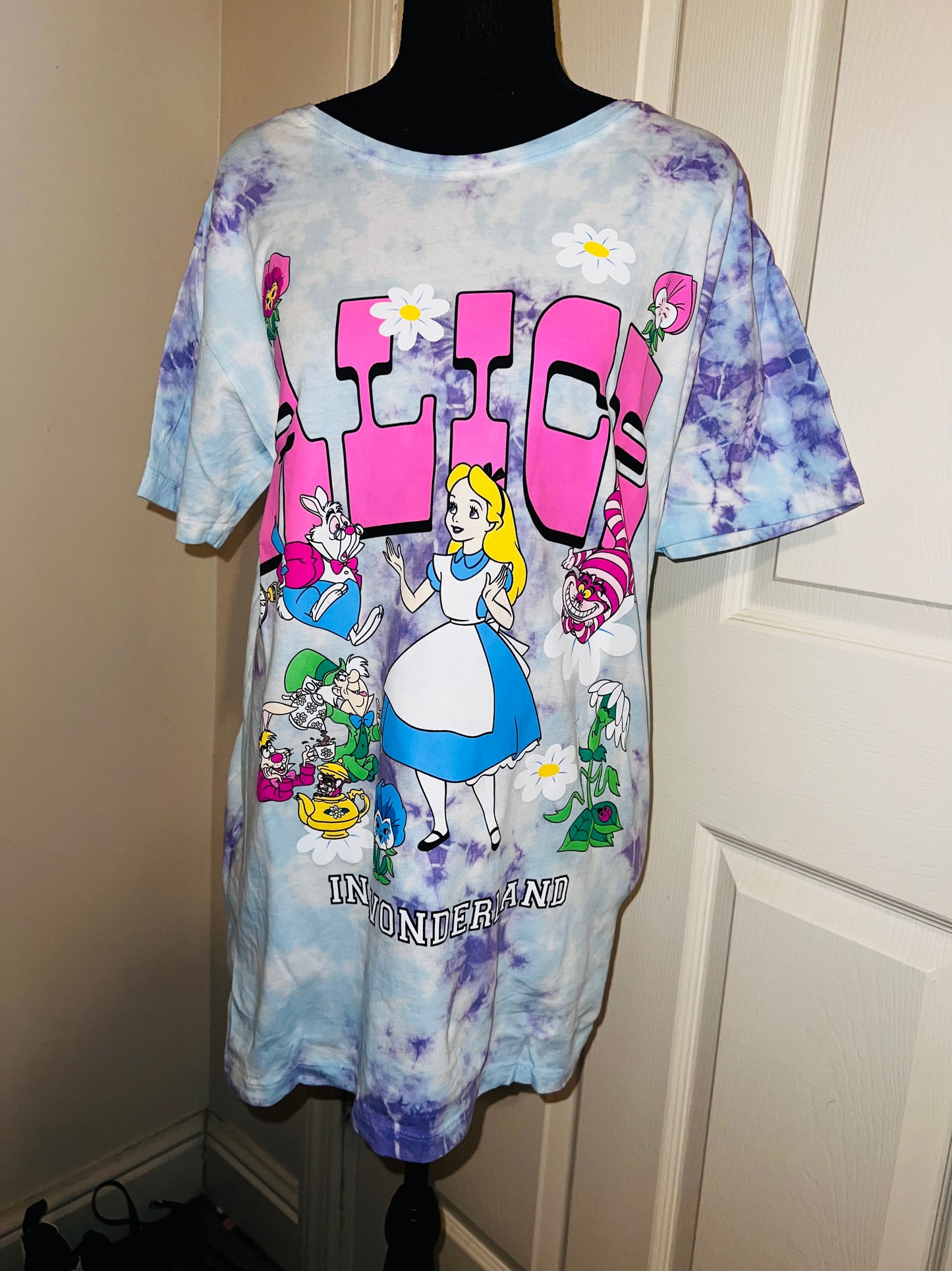 Alice in Wonderland Tie Dye Oversized Distressed Tee