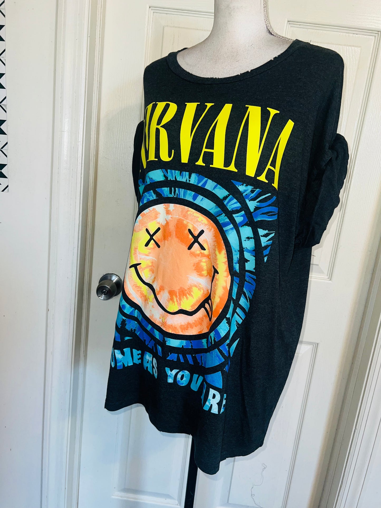 Nirvana Double Sided Oversized Distressed Tee