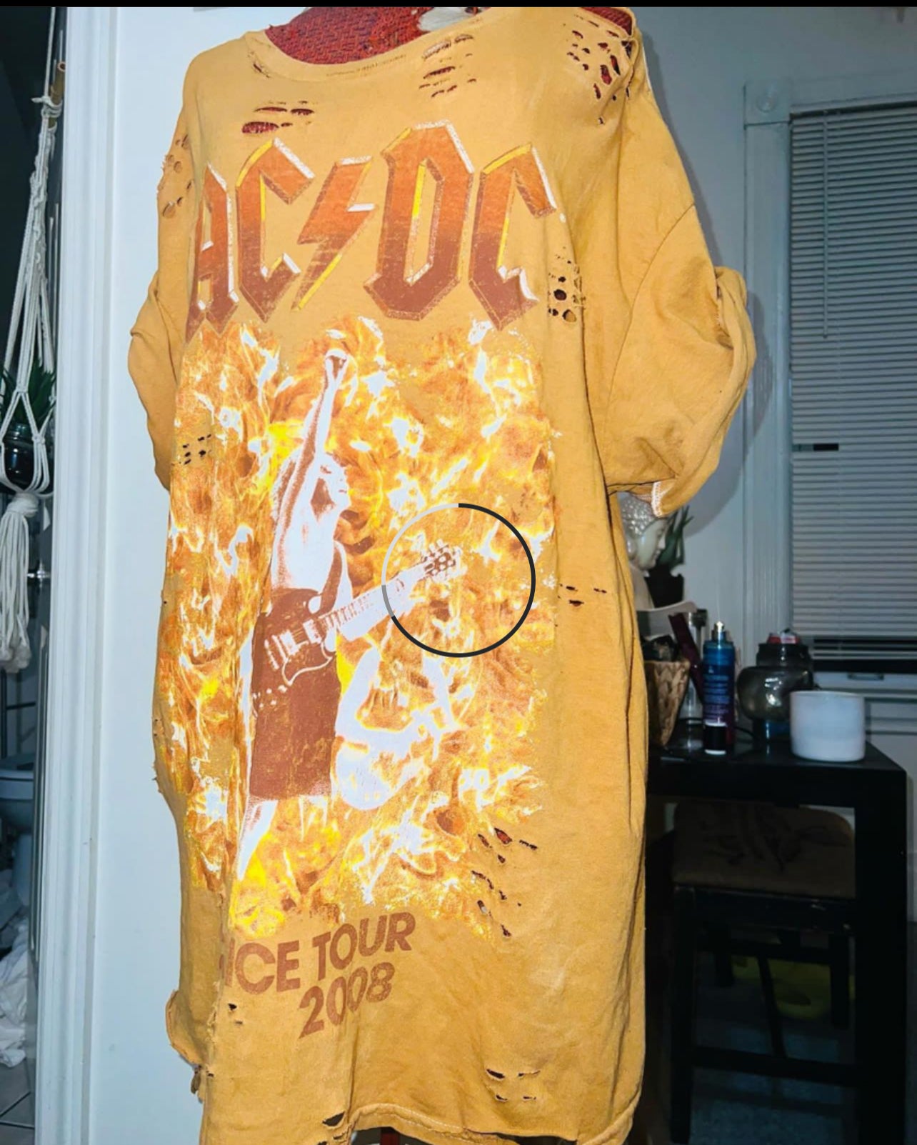 AC/DC Bleached Oversized Distressed Tee