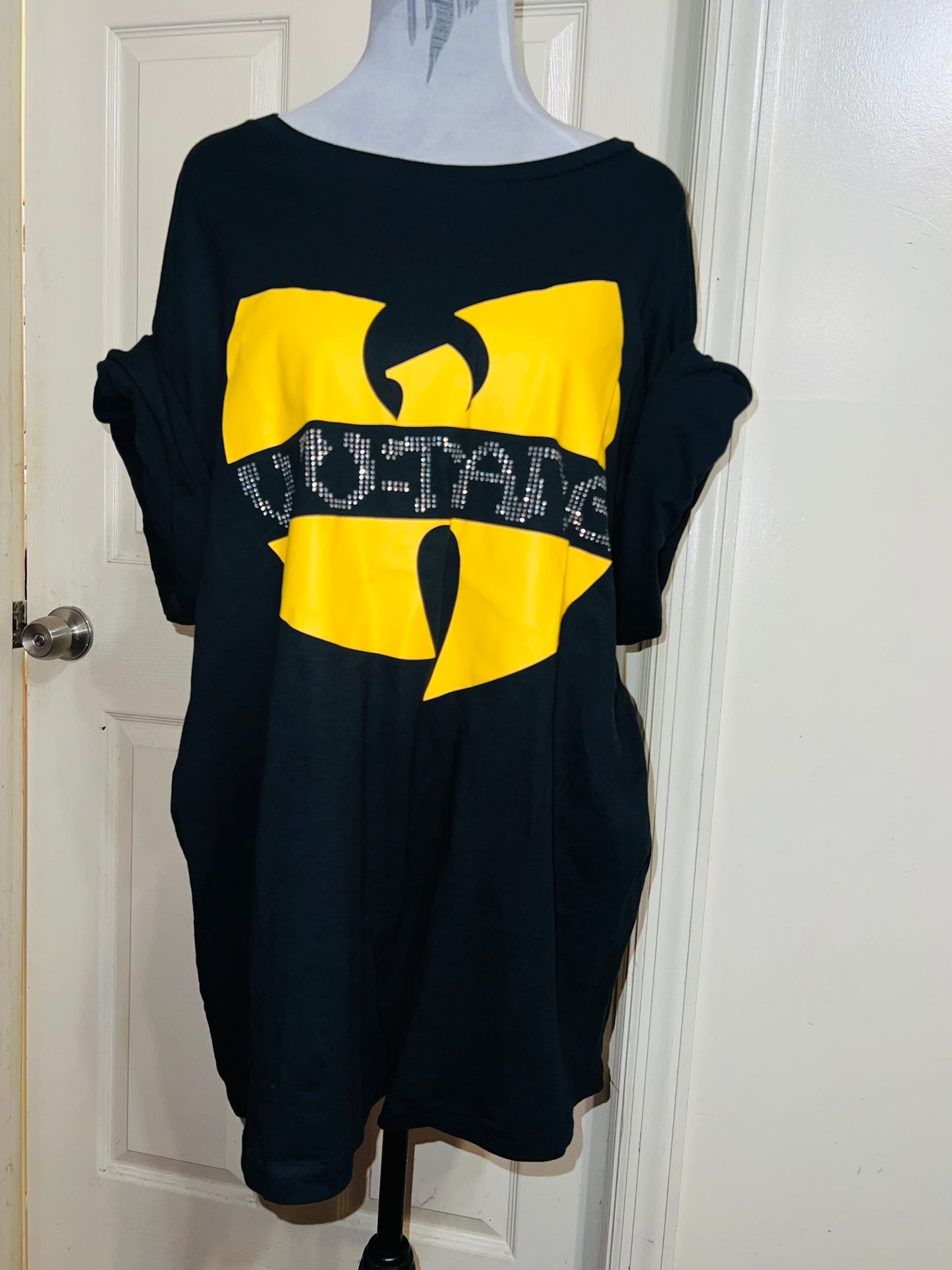 Wu-Tang Clan Rhinestone Oversized Distressed Tee