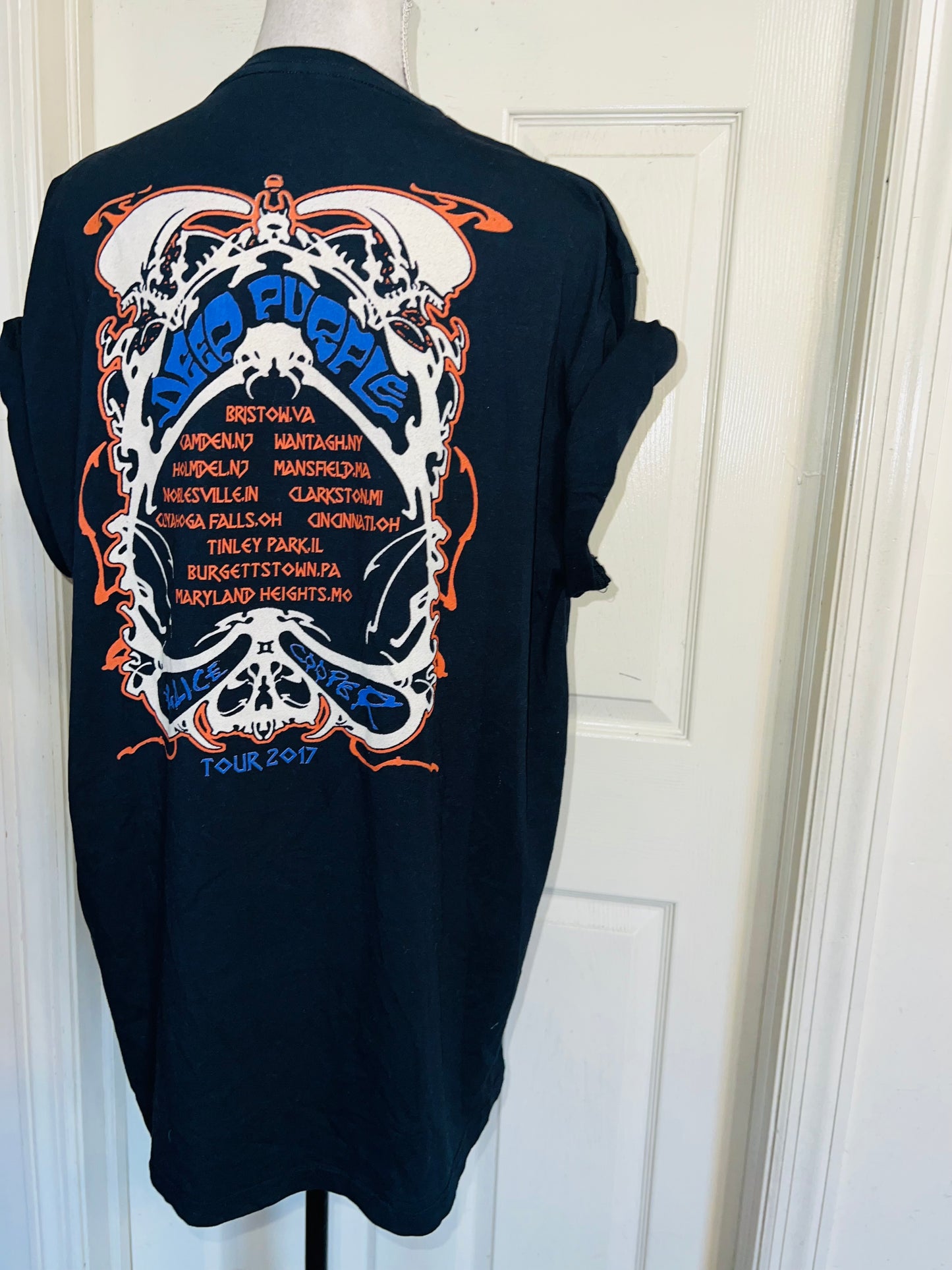 Alice Cooper and Deep Purple Double Sided Oversized Distressed Tee