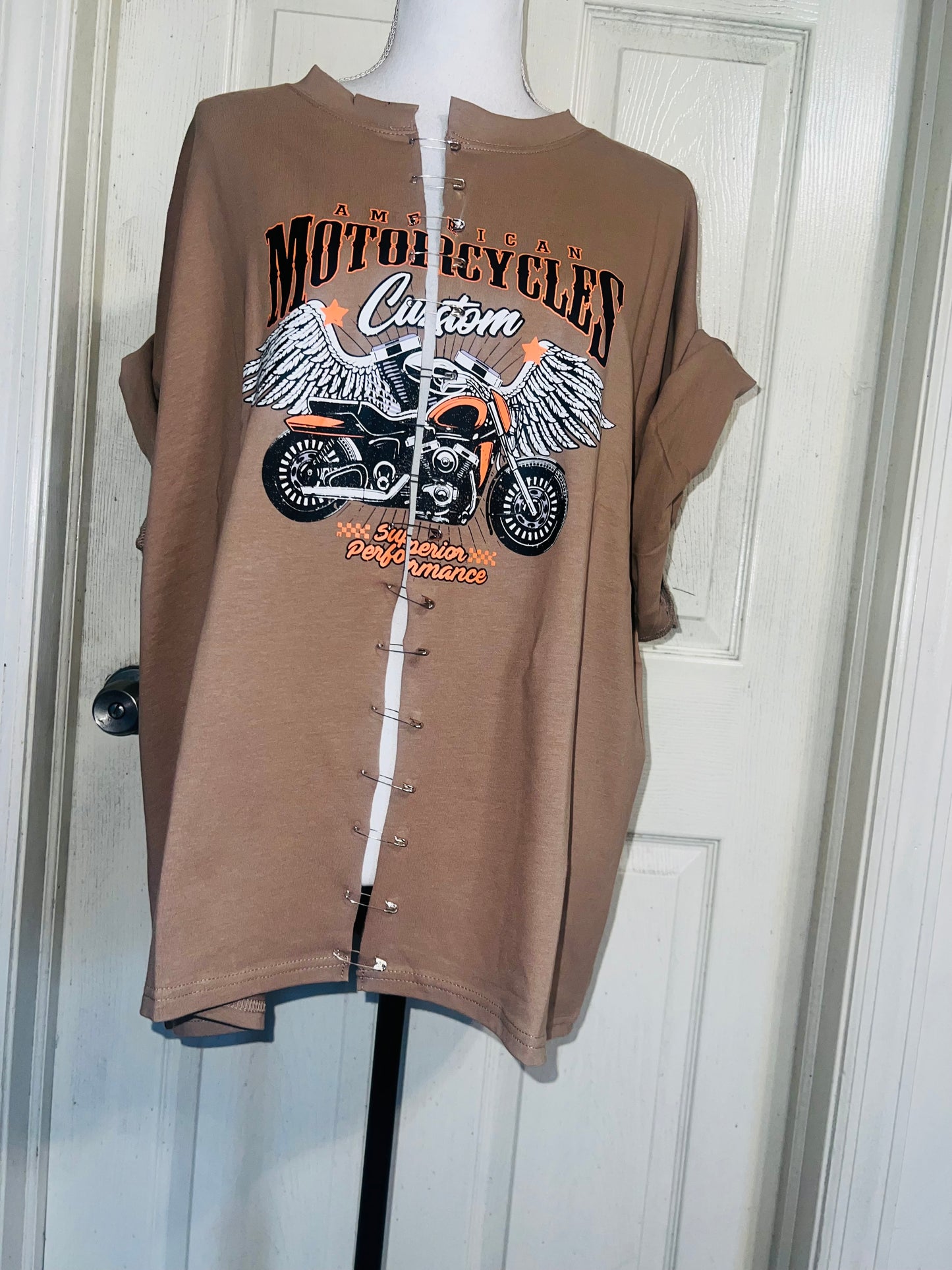Motorcycle Split Distressed Oversized Tee