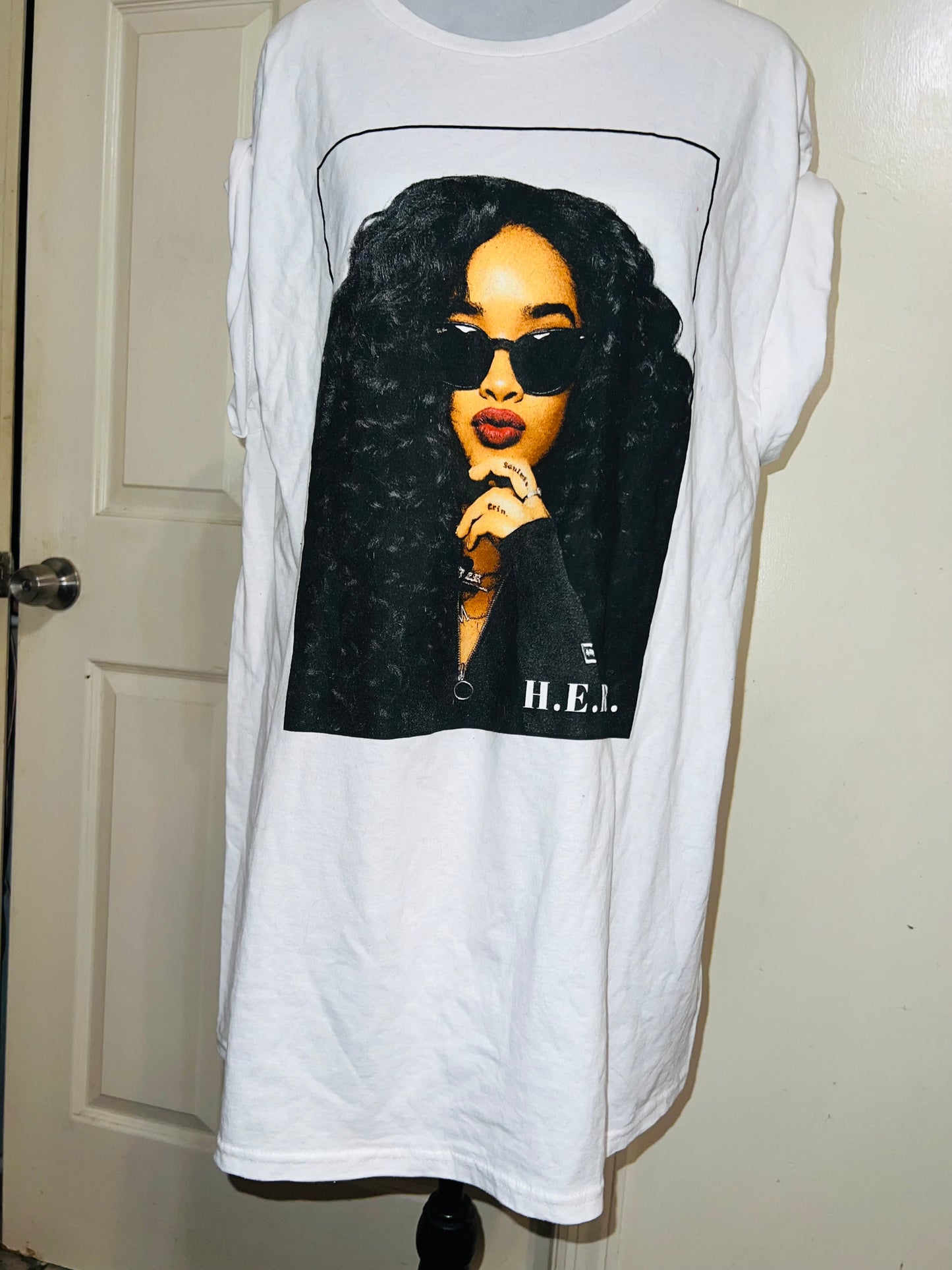 H.E.R. Oversized Distressed Tee