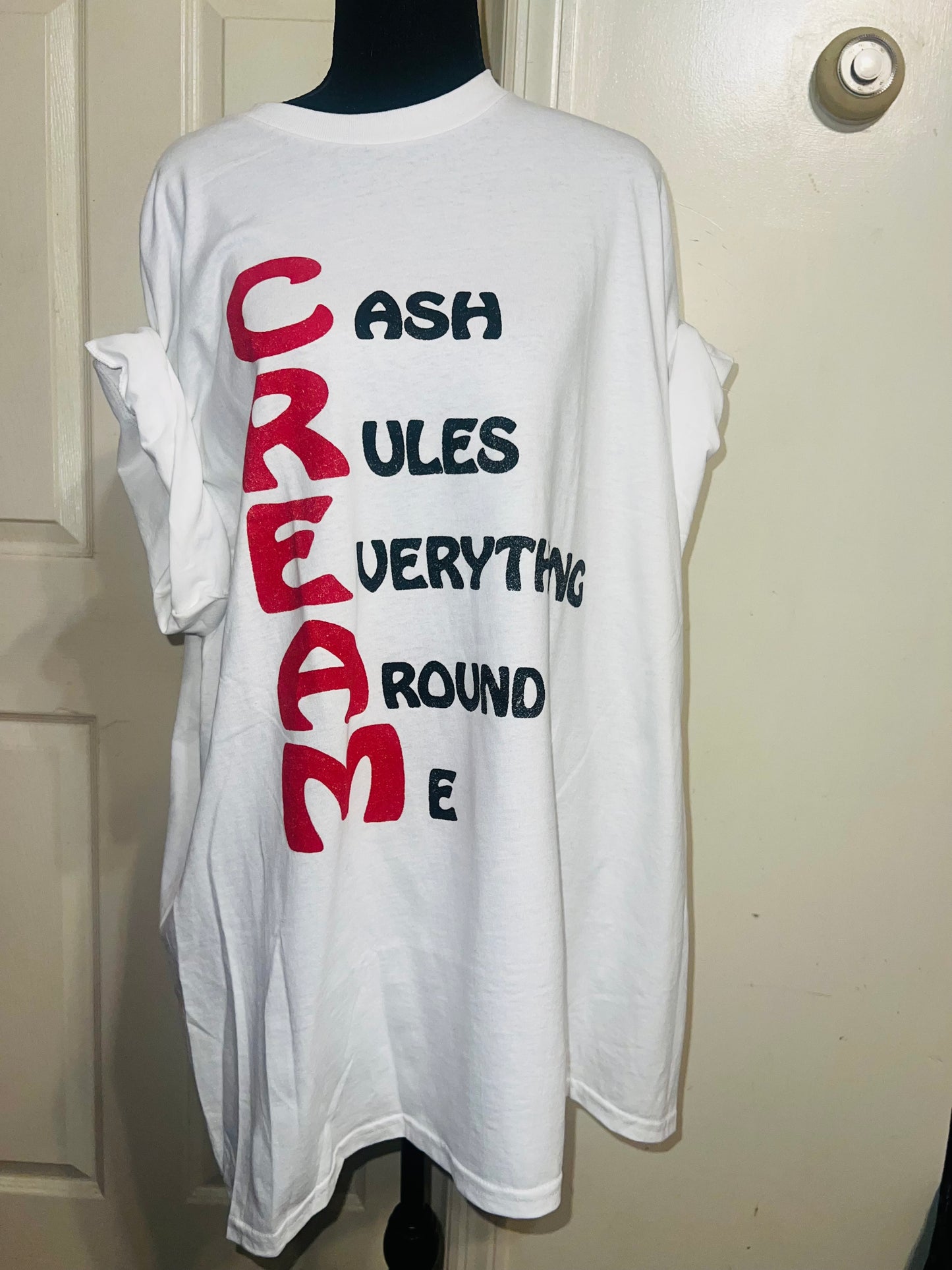 Wu-Tang CREAM Oversized Distressed Tee