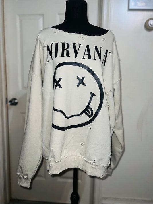 Nirvana Oversized Distressed Sweatshirt