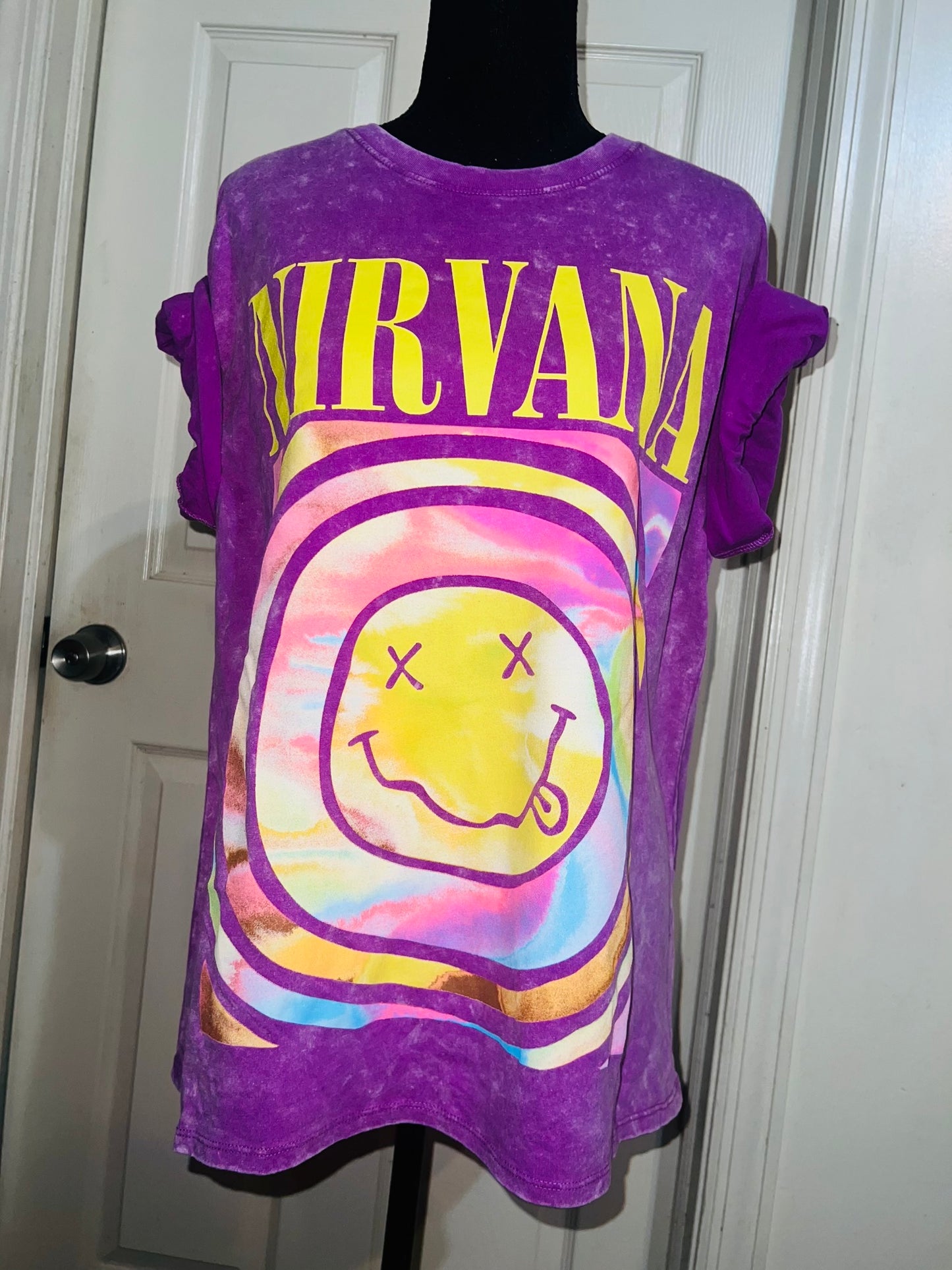 Nirvana Double Sided Oversized Distressed Tee