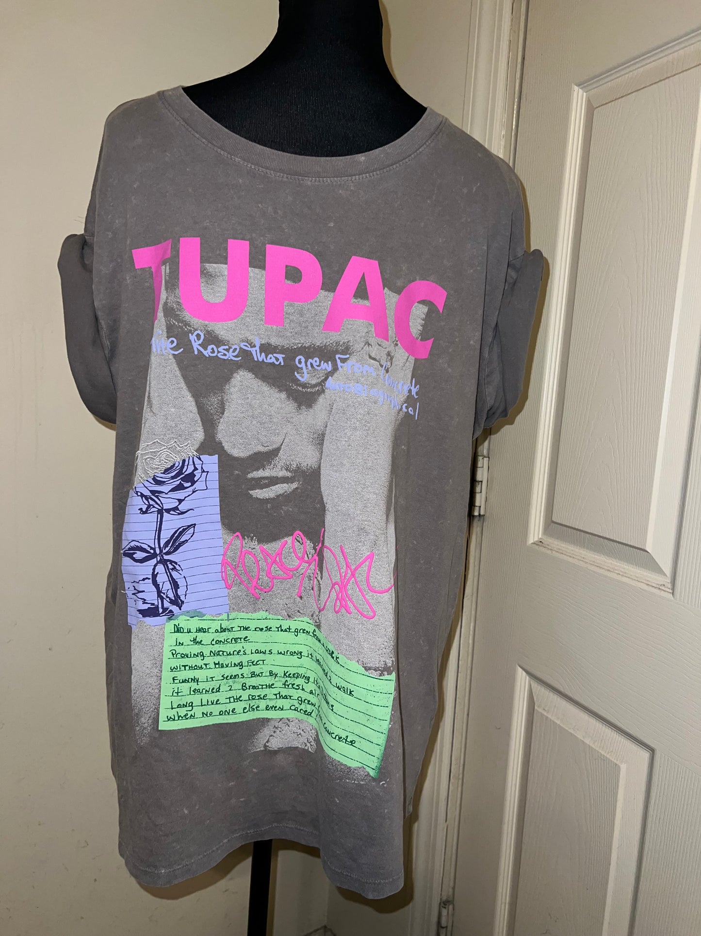 Tupac Double Sided Oversized Distressed Tee