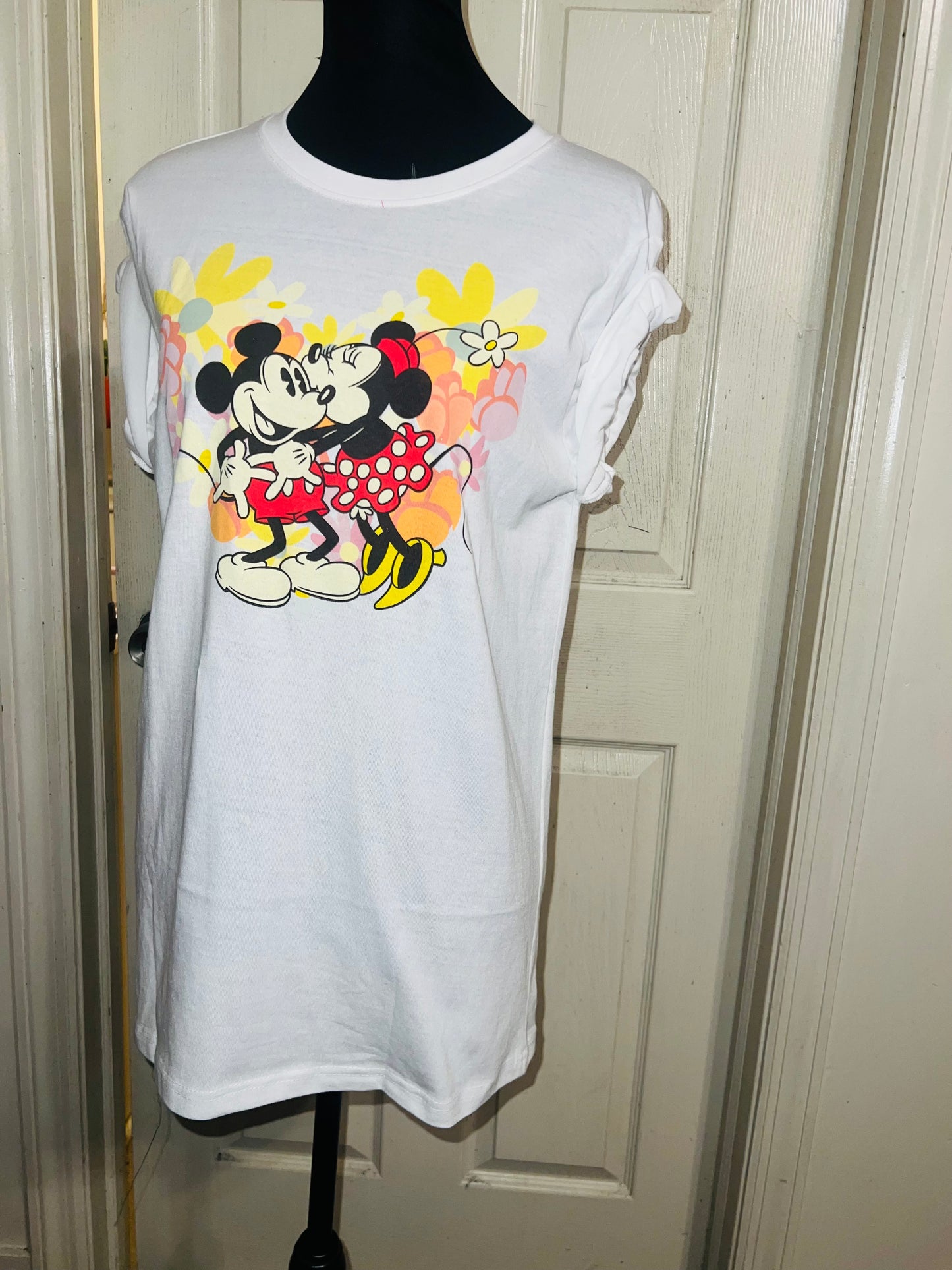 Mickey and Minnie Mouse Oversized Distressed Tee