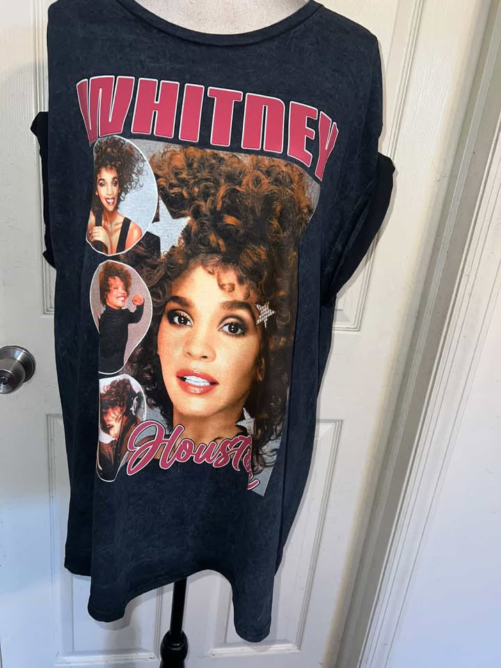 Whitney Houston Double Sided Oversized Distressed Tee