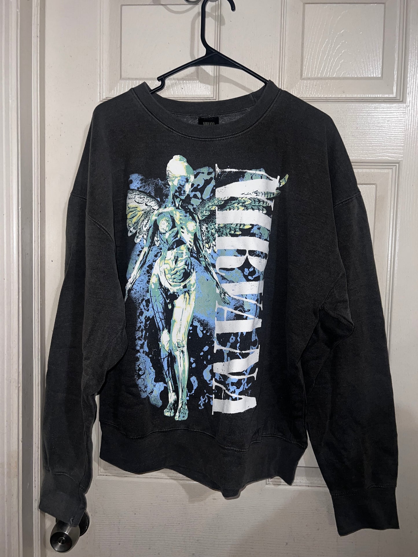 Nirvana Oversized Distressed Crewneck Sweatshirt