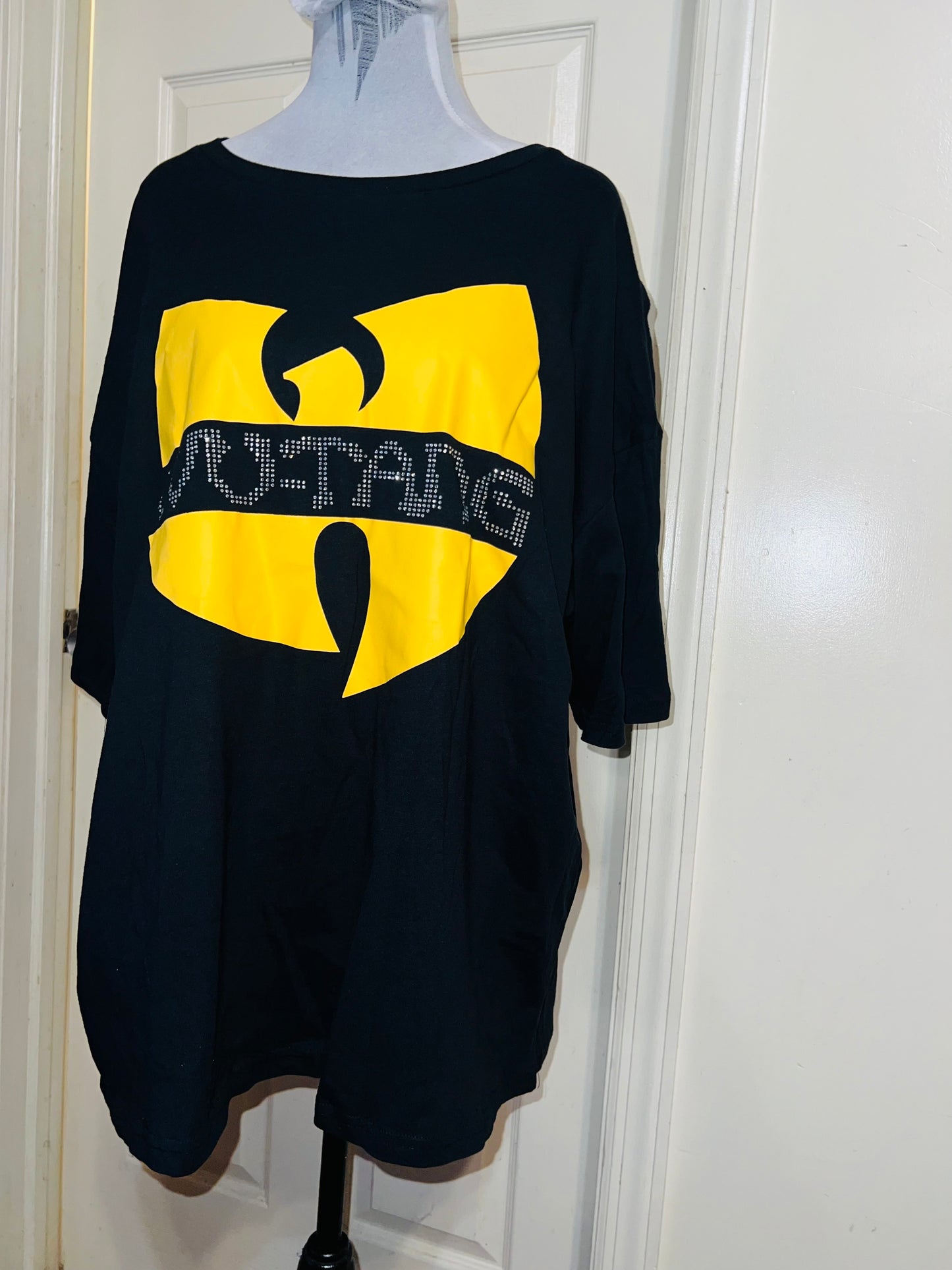 Wu-Tang Clan Rhinestone Oversized Distressed Tee