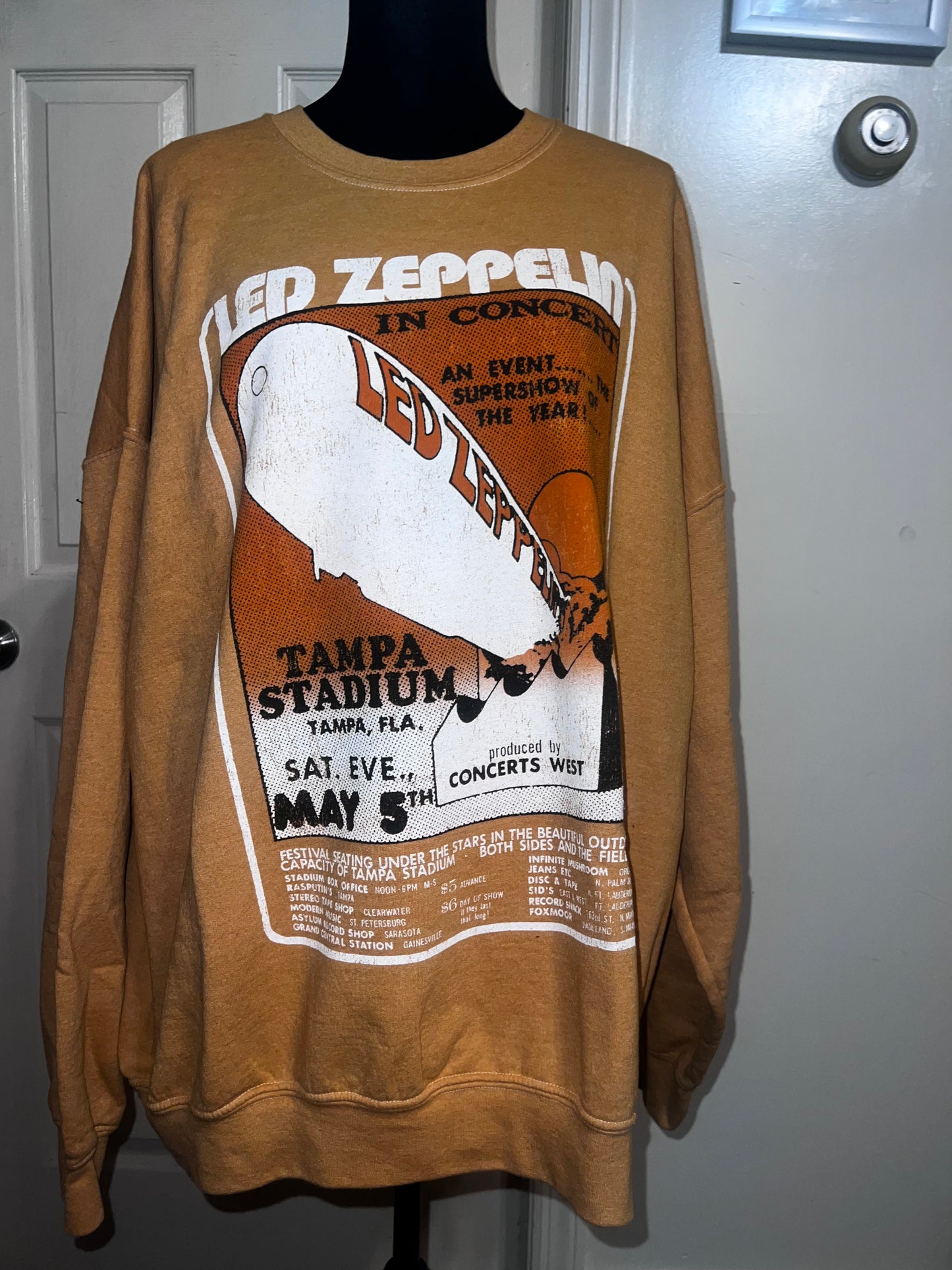 Led Zeppelin Oversized Distressed Sweatshirt
