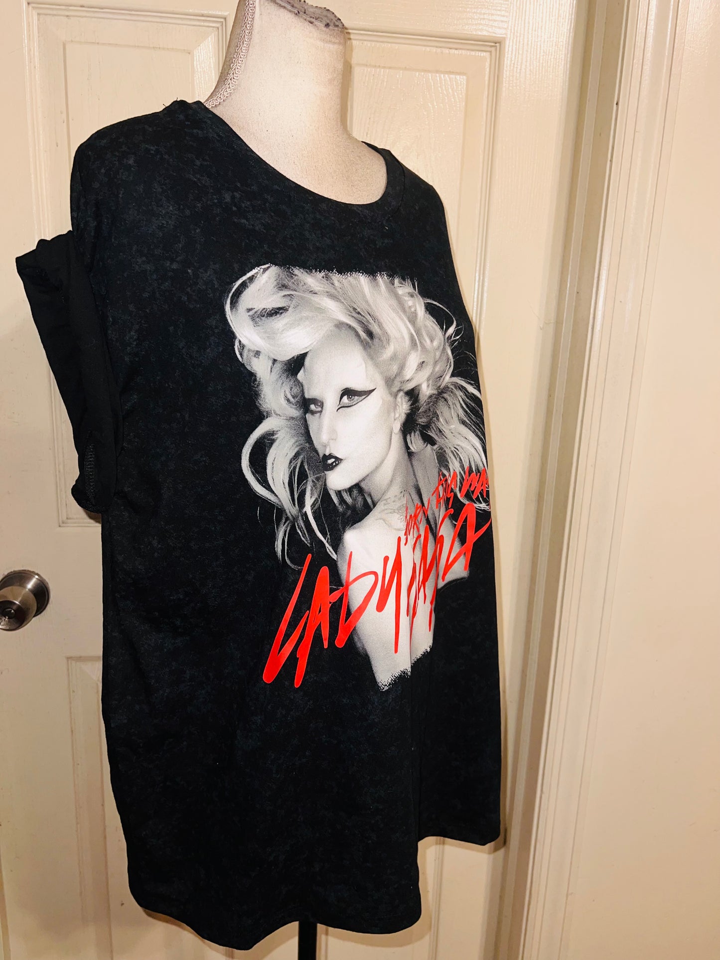 Lady Gaga Oversized Distressed Tee