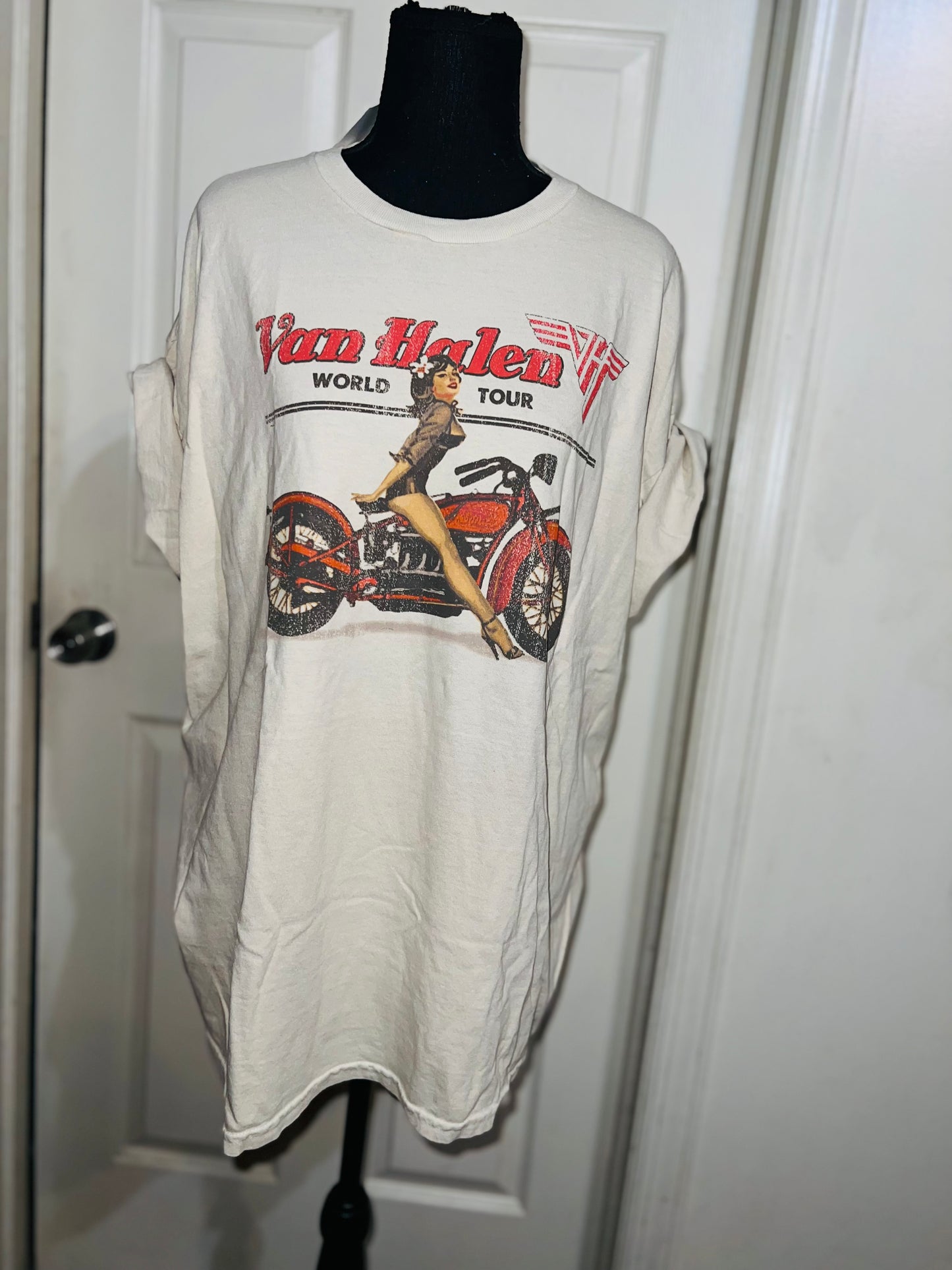 Van Halen Motorcycle Pin Up Oversized Tee