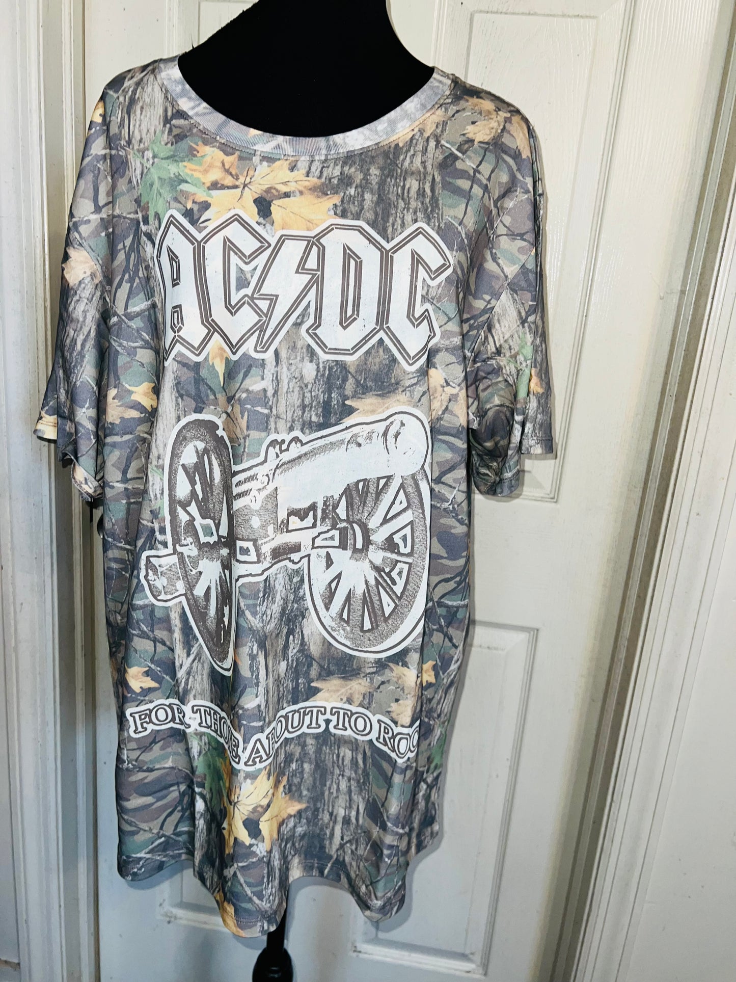 AC/DC Camo Oversized Distressed Tee
