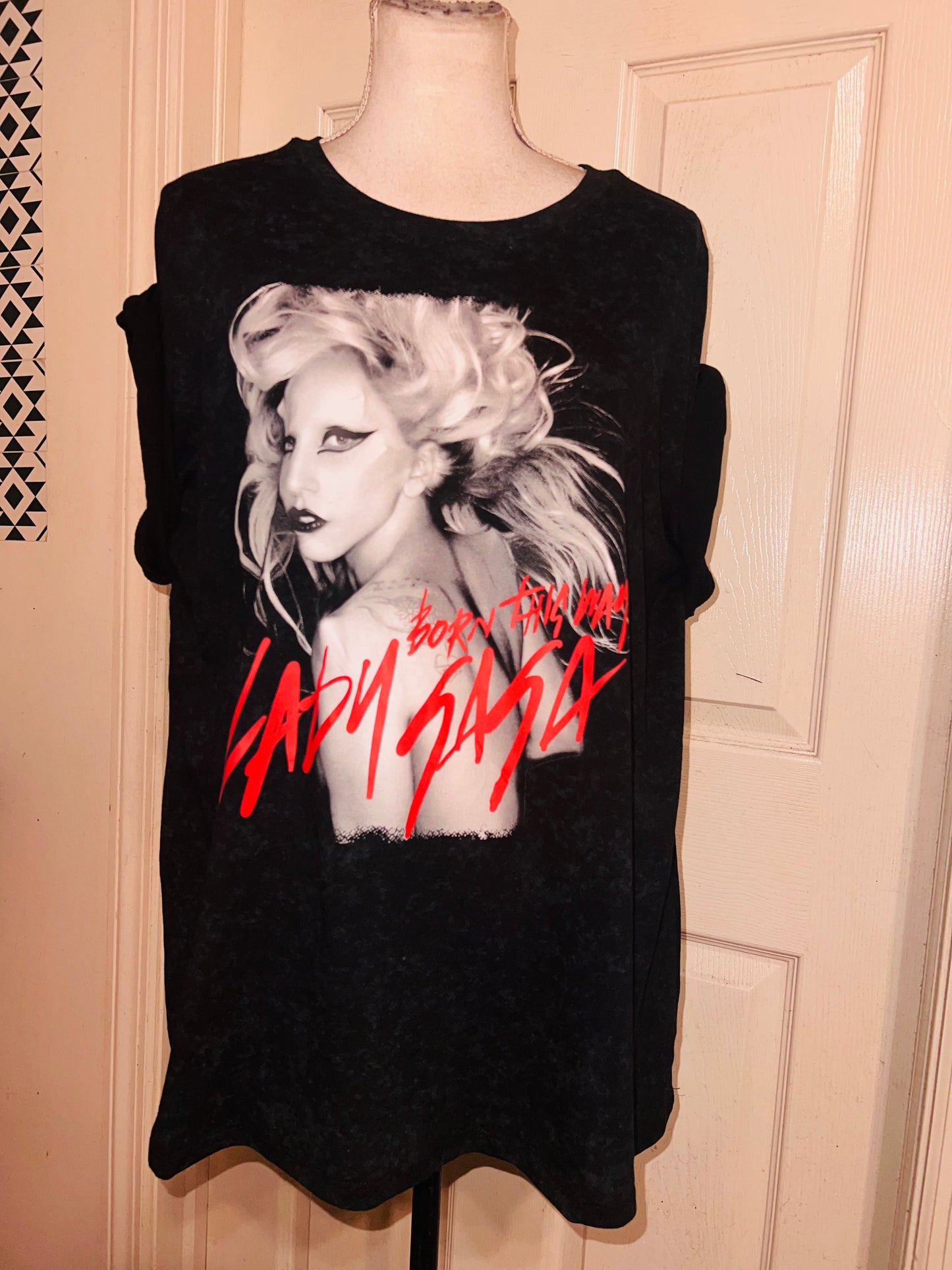 Lady Gaga Oversized Distressed Tee