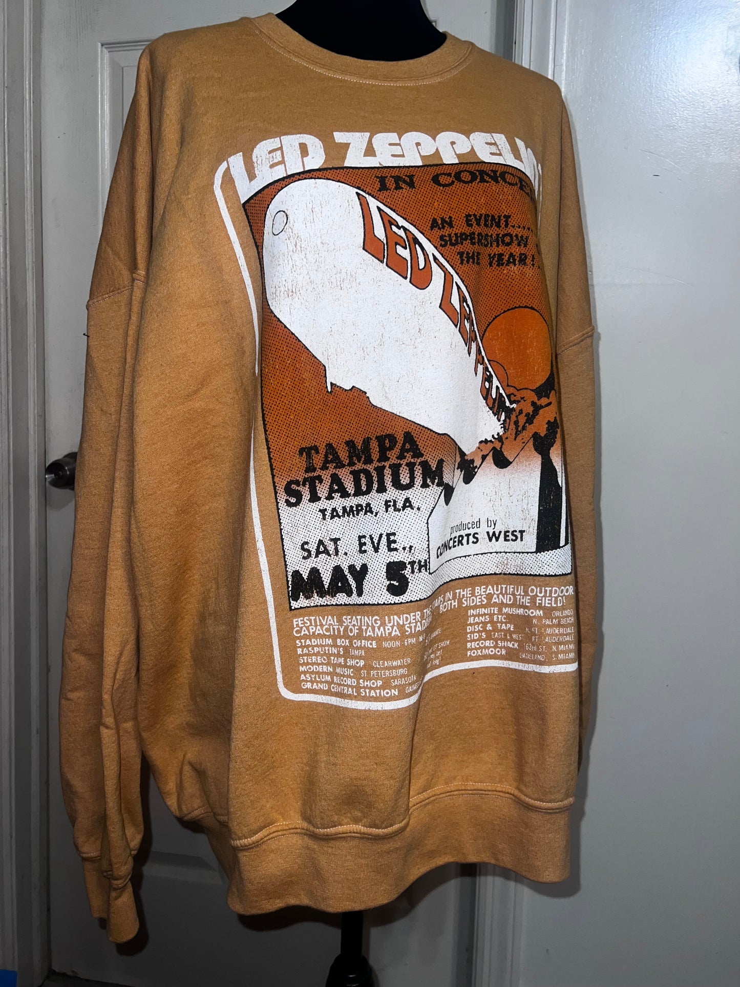 Led Zeppelin Oversized Distressed Sweatshirt