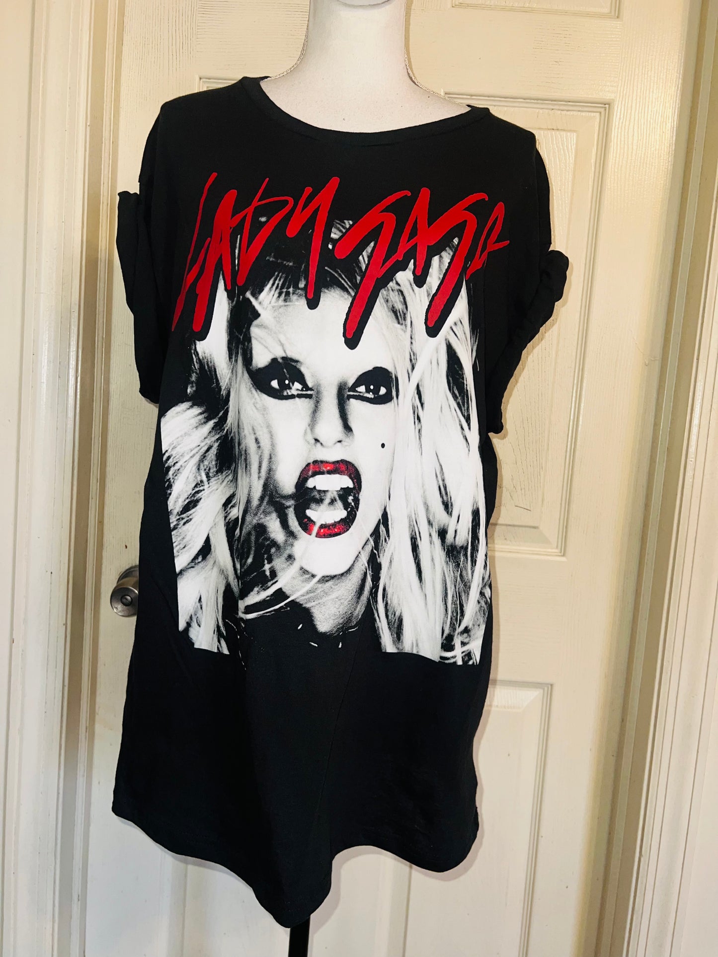 Lady Gaga Oversized Distressed Tee