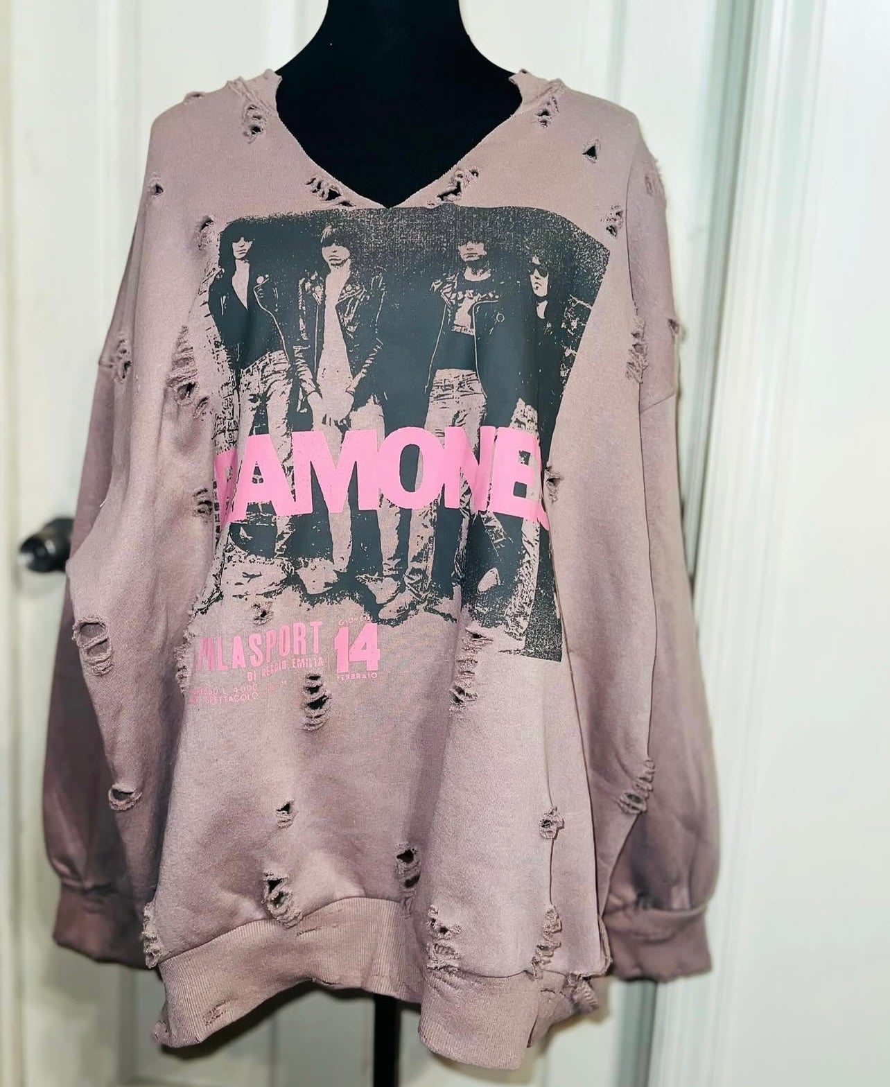 The Ramones Oversized Distressed Sweatshirt