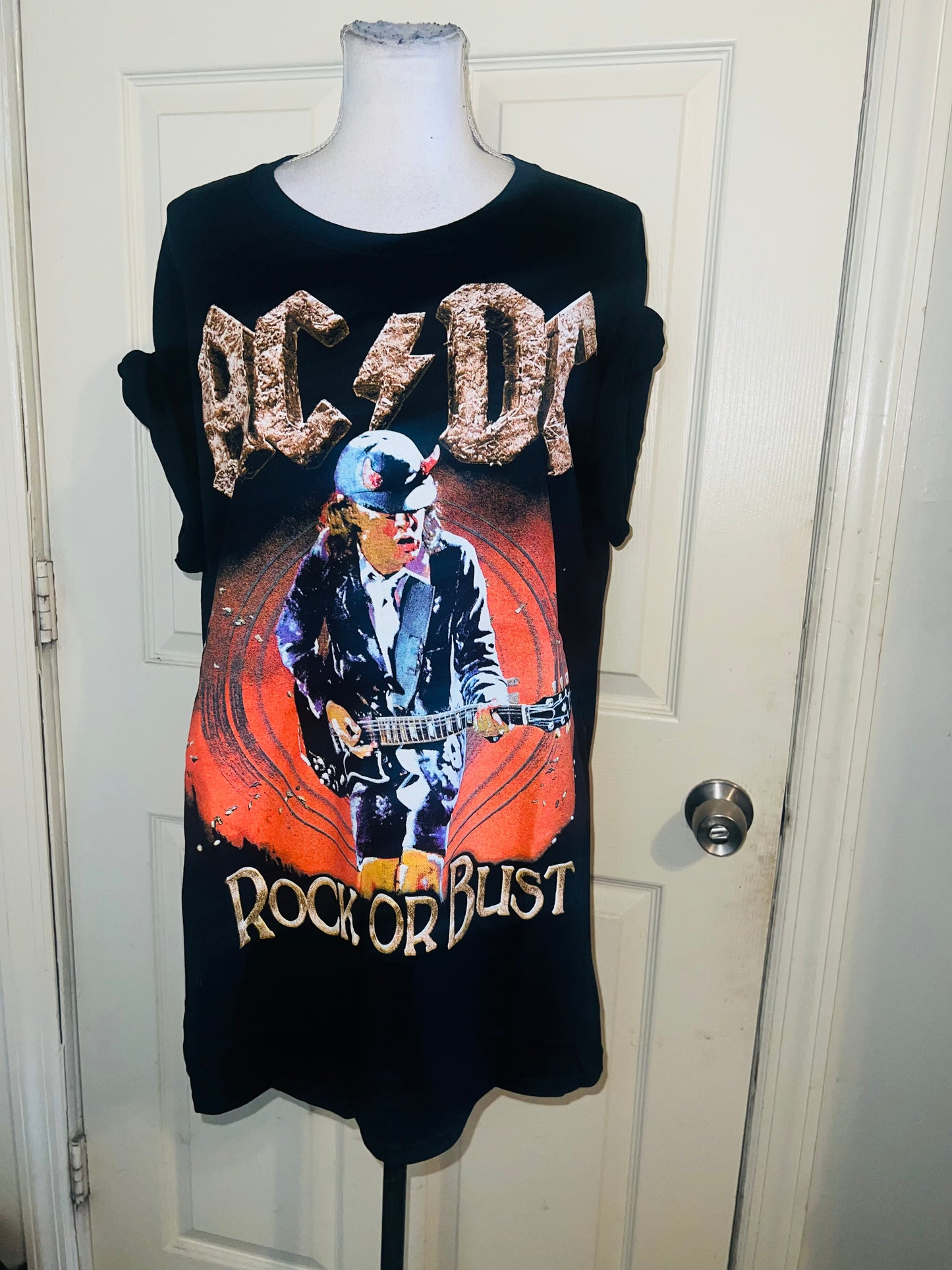 AC/DC Double Sided Oversized Distressed Tee