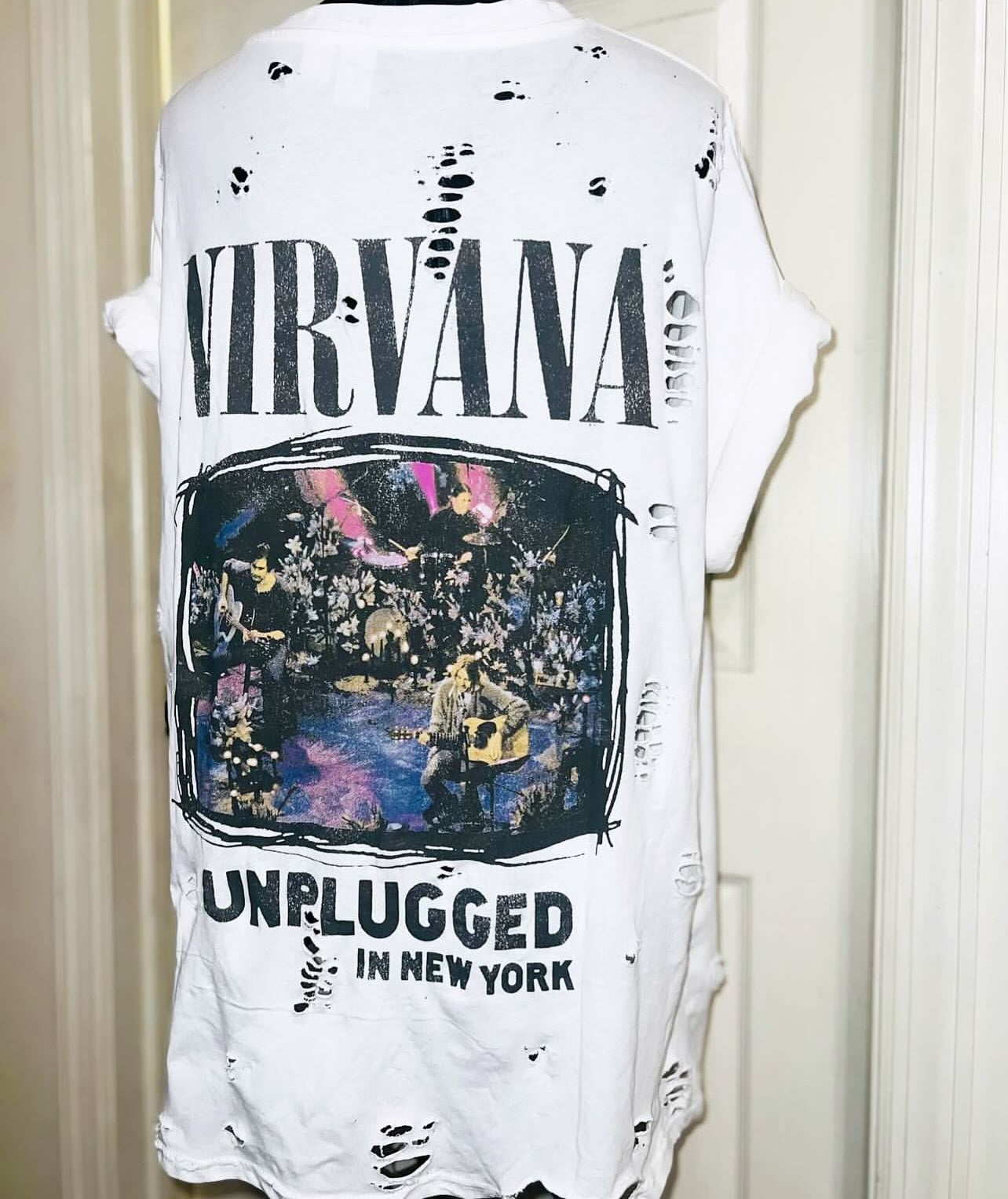 Nirvana Double Sided Oversized Distressed Tee