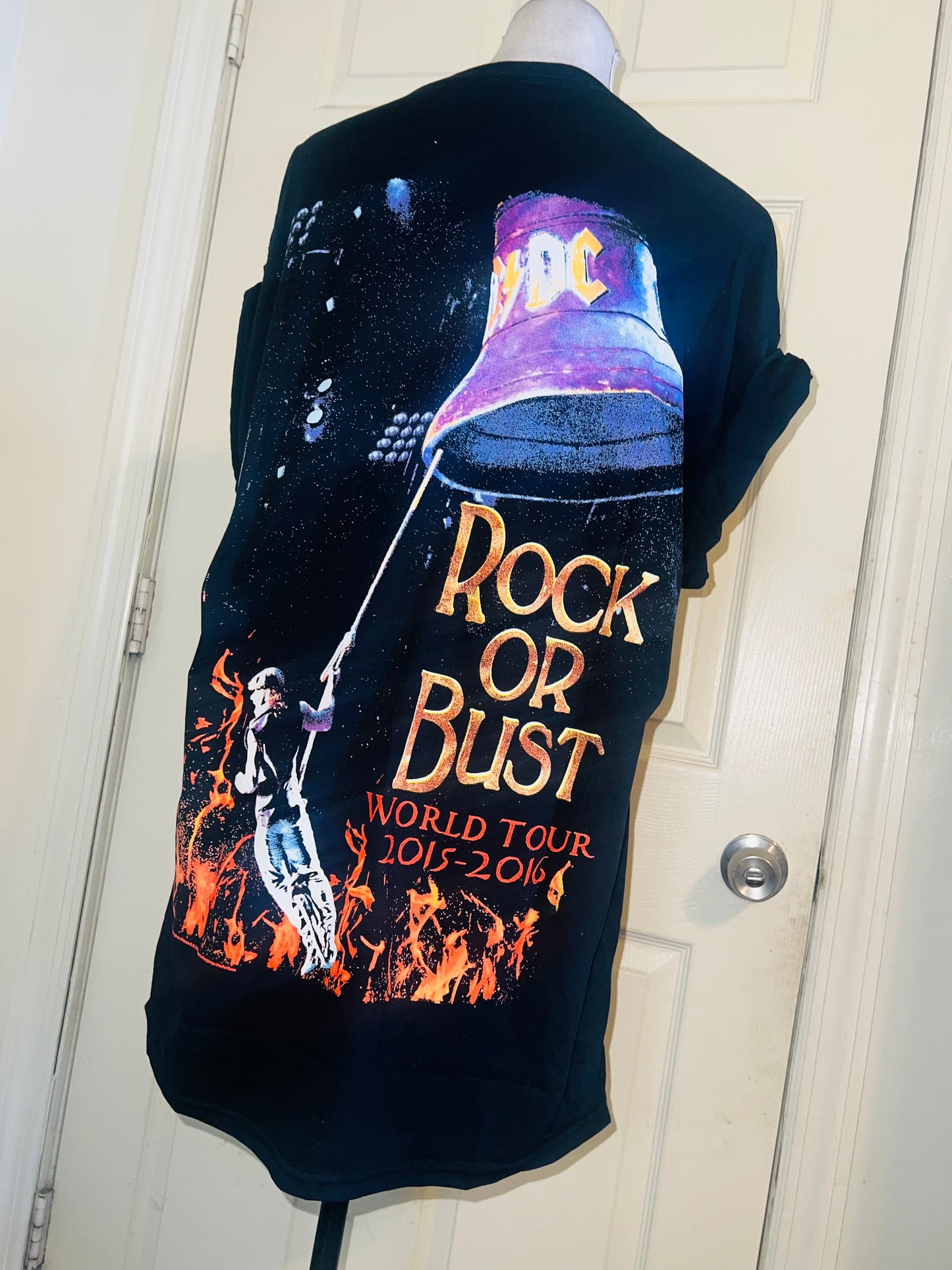 AC/DC Double Sided Oversized Distressed Tee