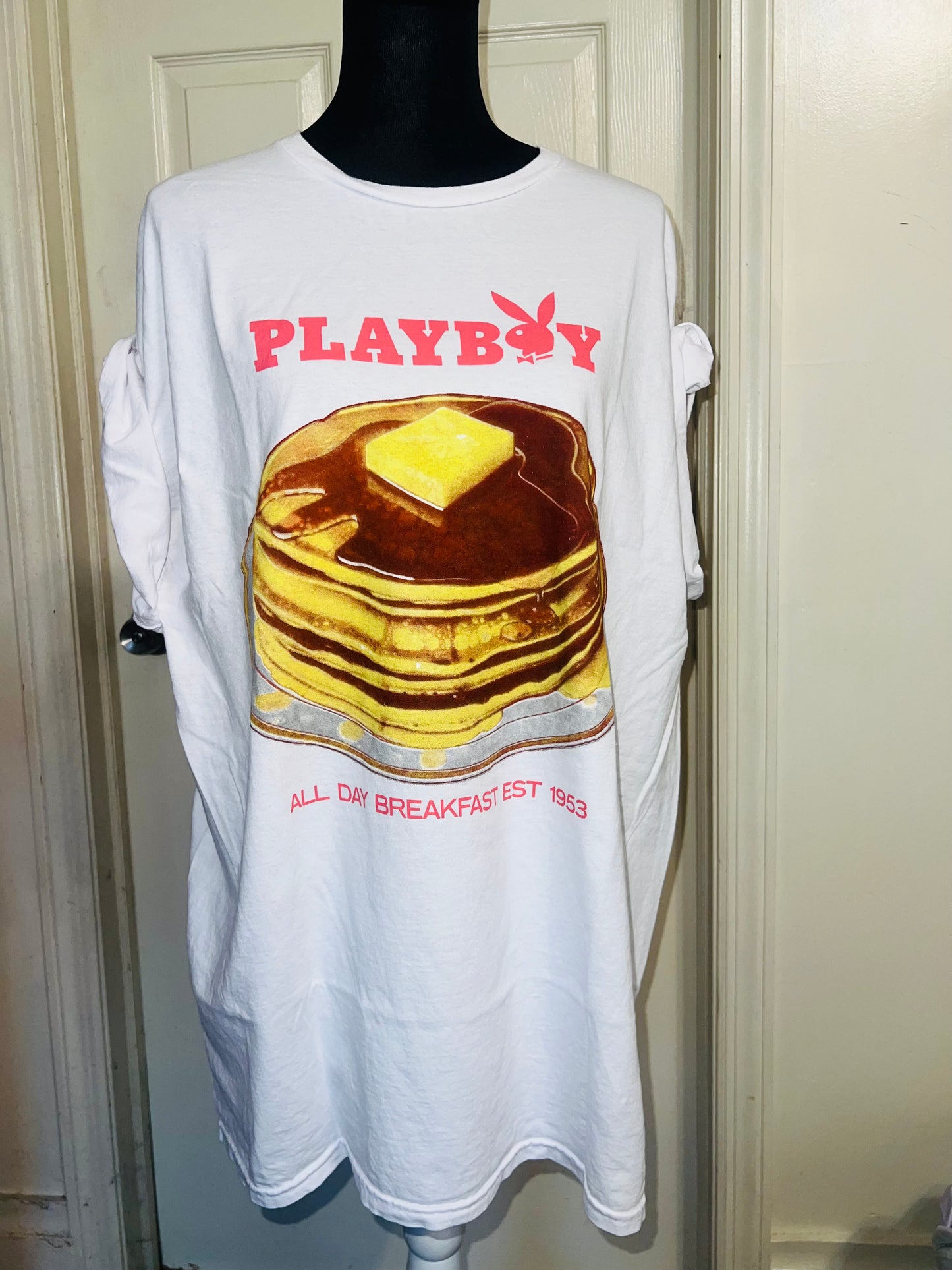 Playboy Pancake Double Sided Distressed Tee