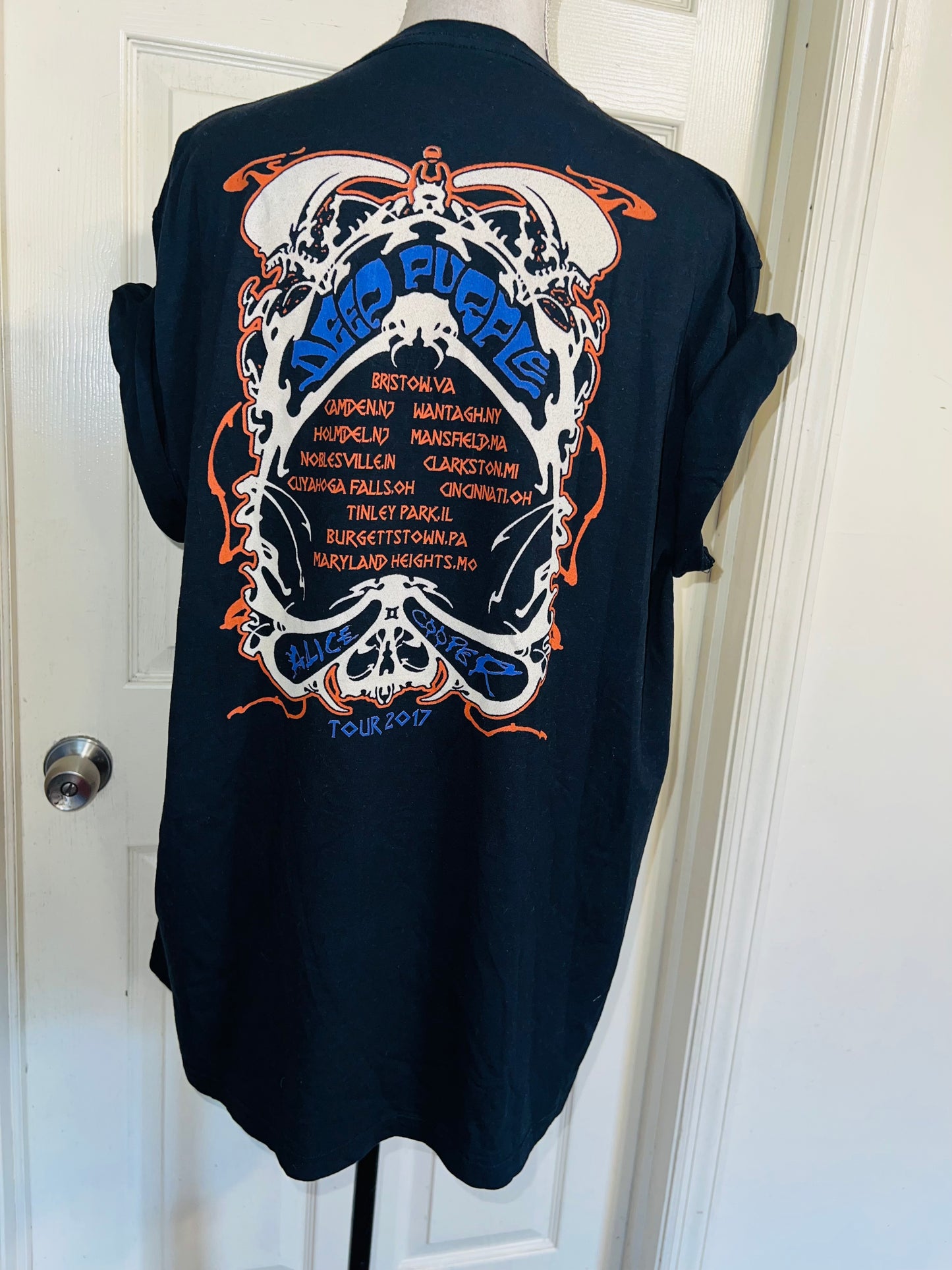 Alice Cooper and Deep Purple Double Sided Oversized Distressed Tee