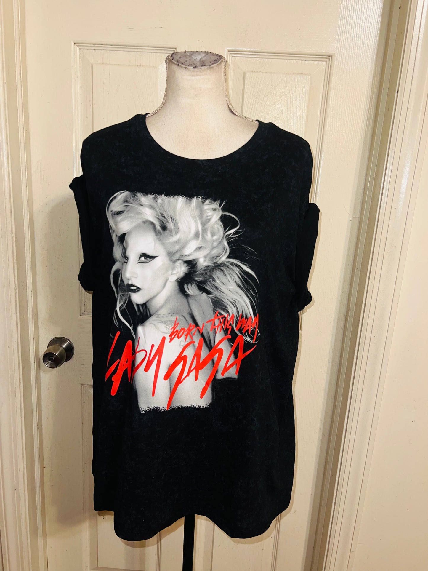 Lady Gaga Oversized Distressed Tee
