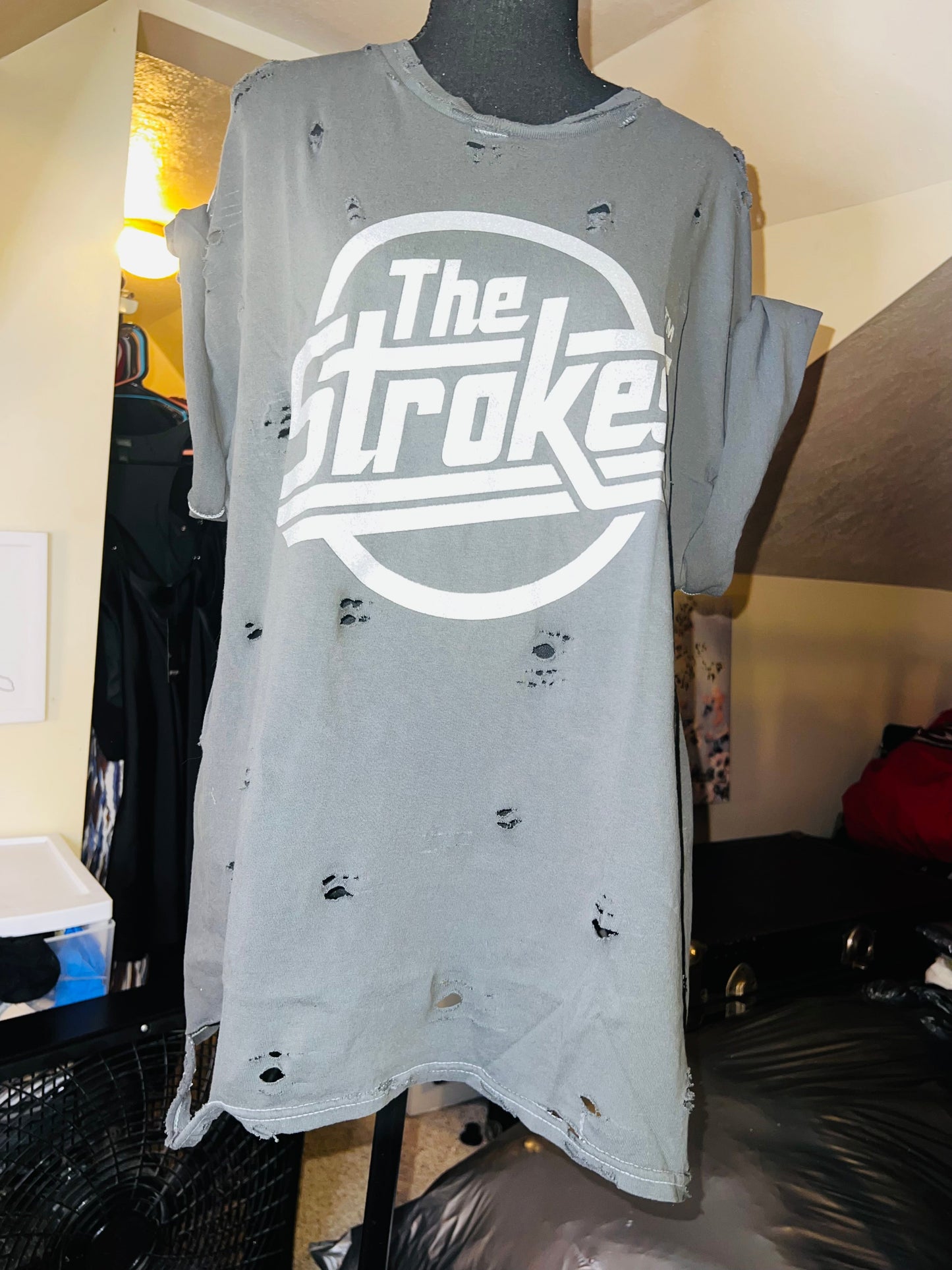 The Strokes Oversized Distressed Tee