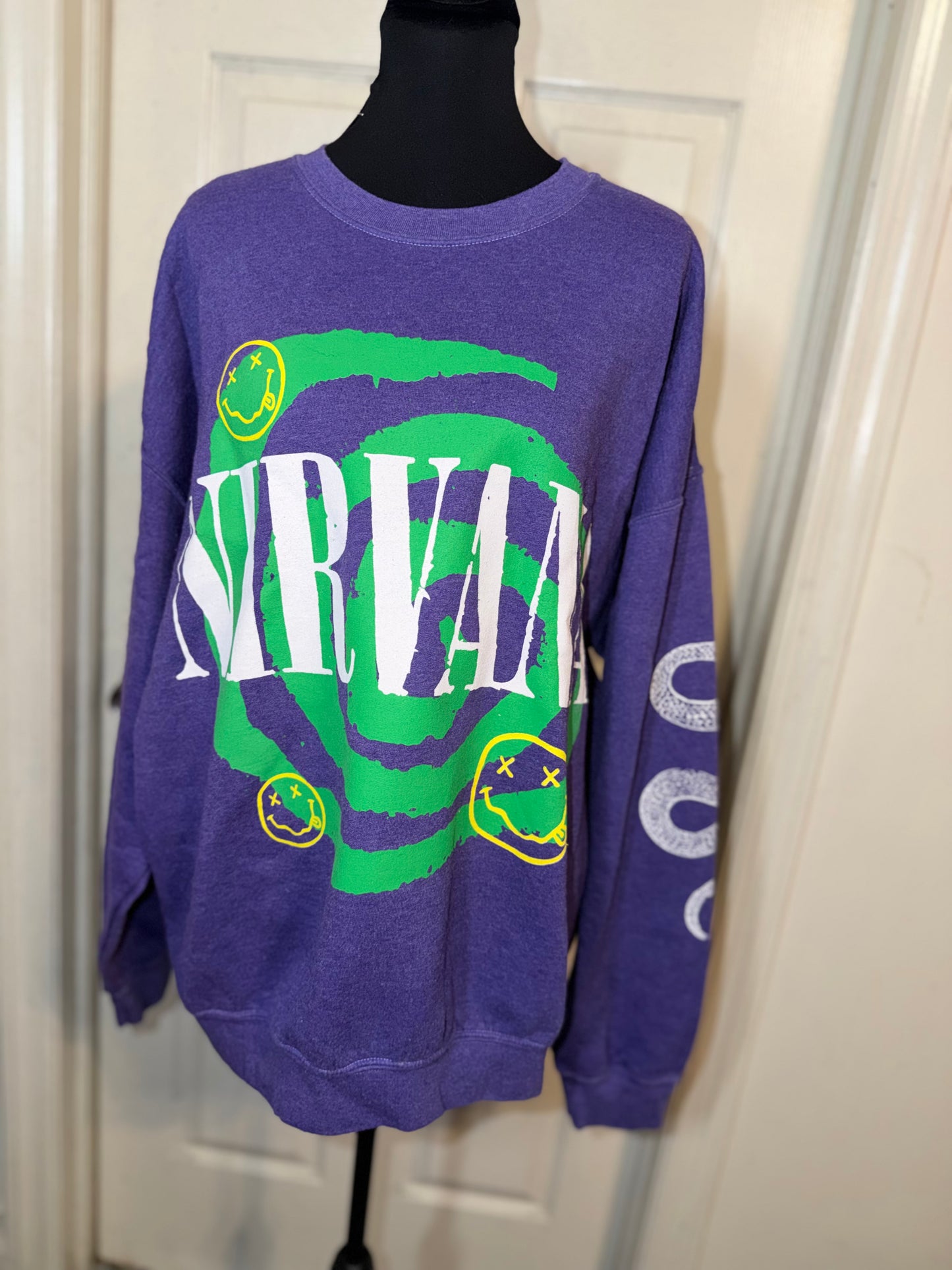 Nirvana Double Sided Oversized Distressed Sweatshirt