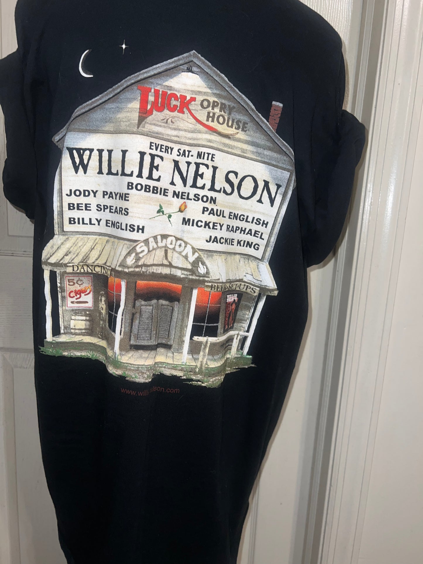 Willie Nelson Double Sided Distressed Vintage Oversized Tee