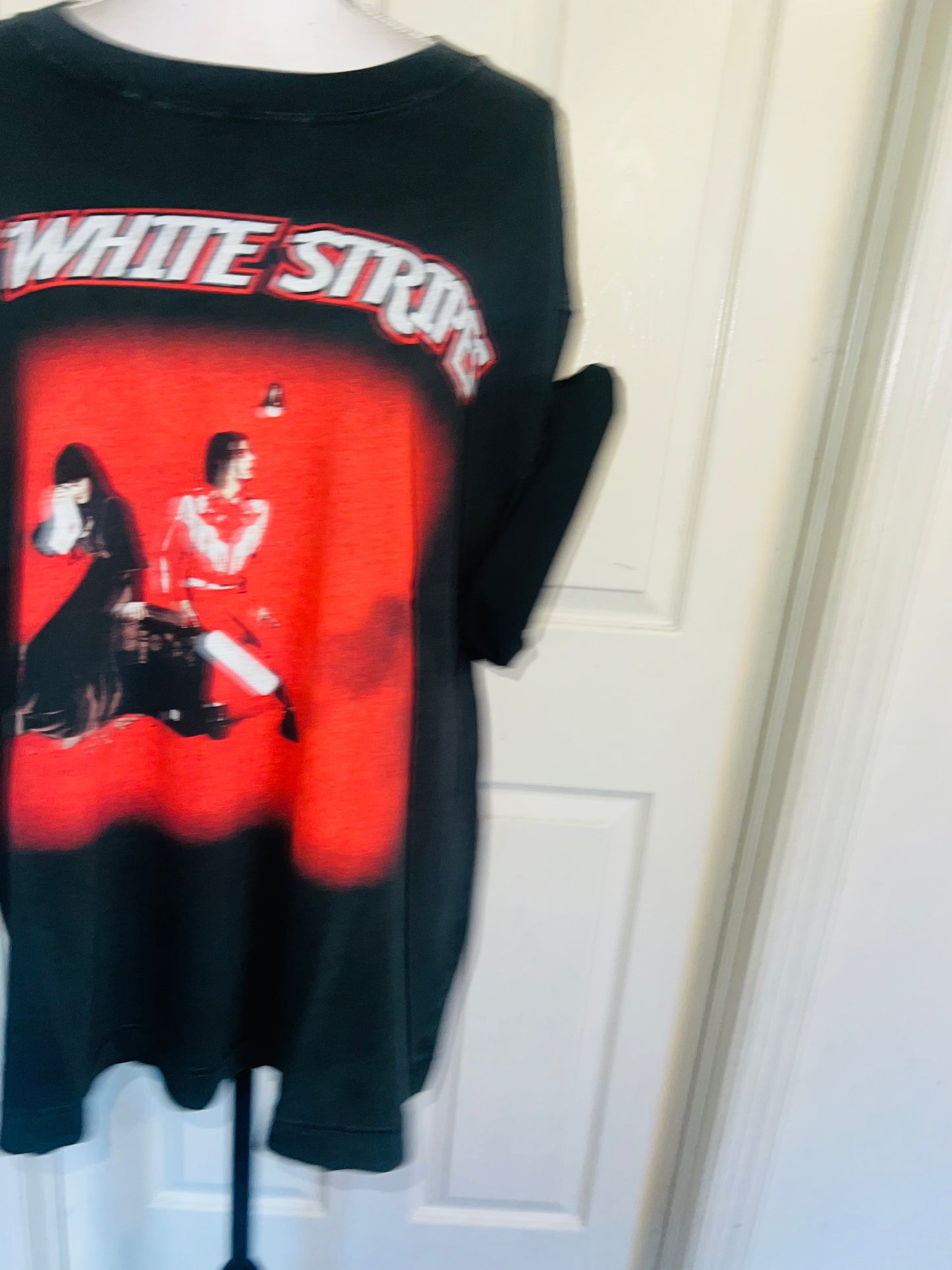 The White Stripes Double Sided Oversized Distressed Tee