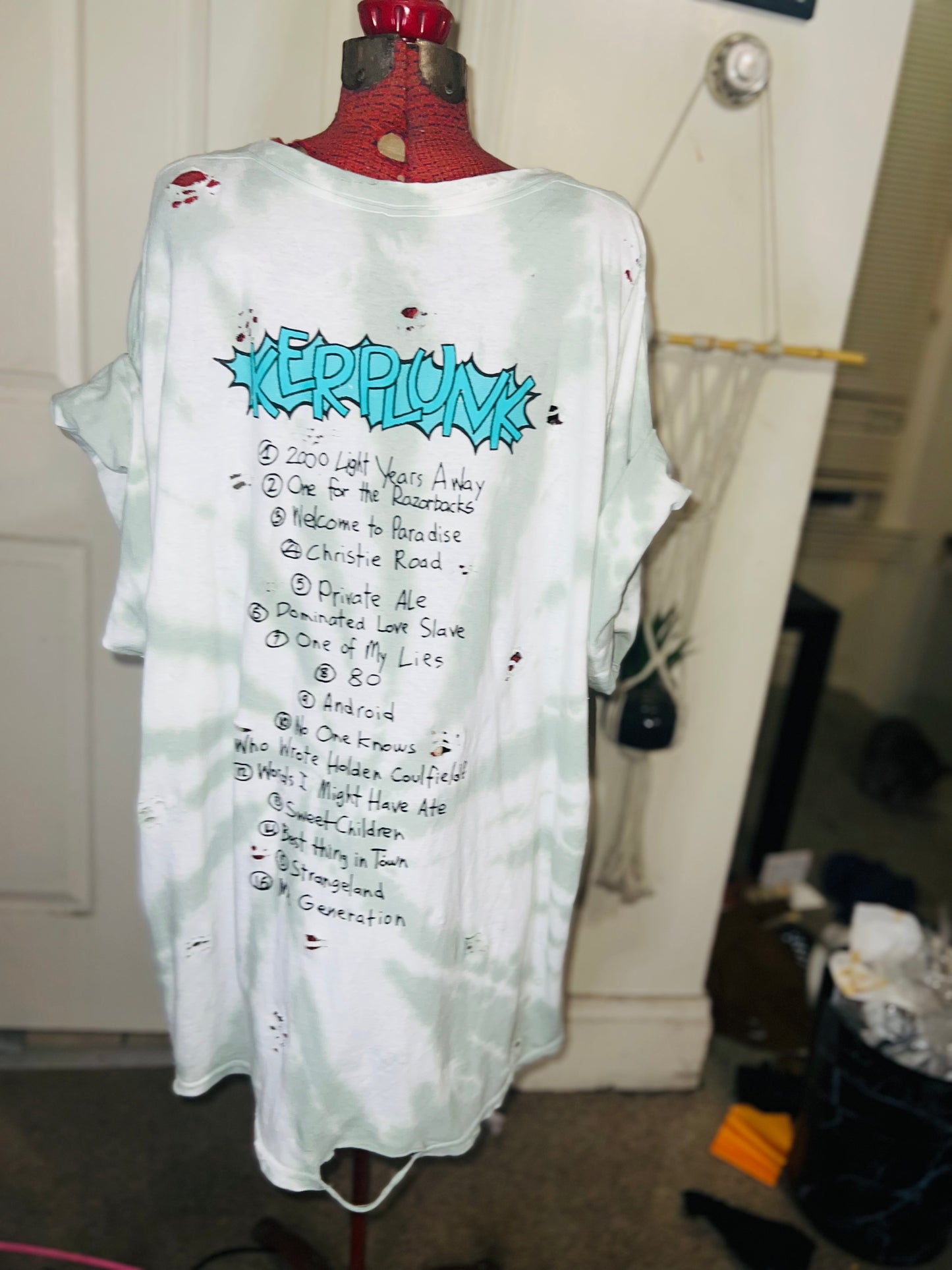 Green Day Tie Dye Double Sided Distressed Tee