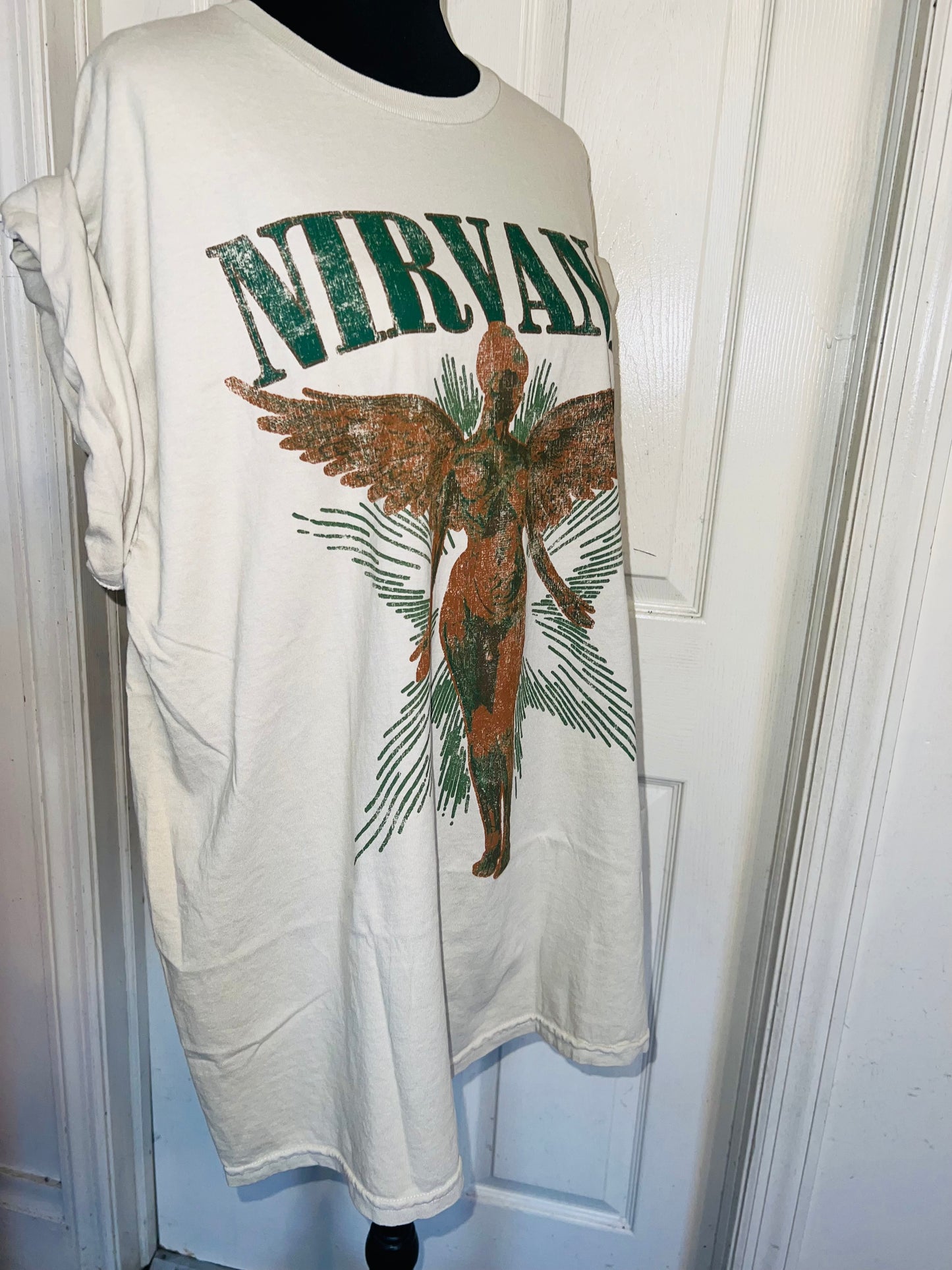 Nirvana Double Sided Oversized Distressed Tee