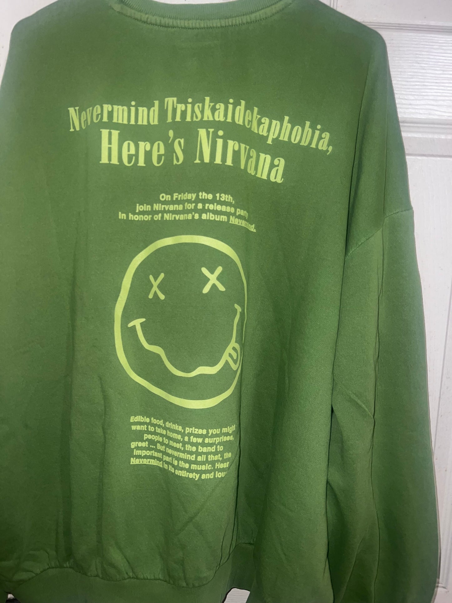 Nirvana Nevermind Oversized Distresed Sweatshirt