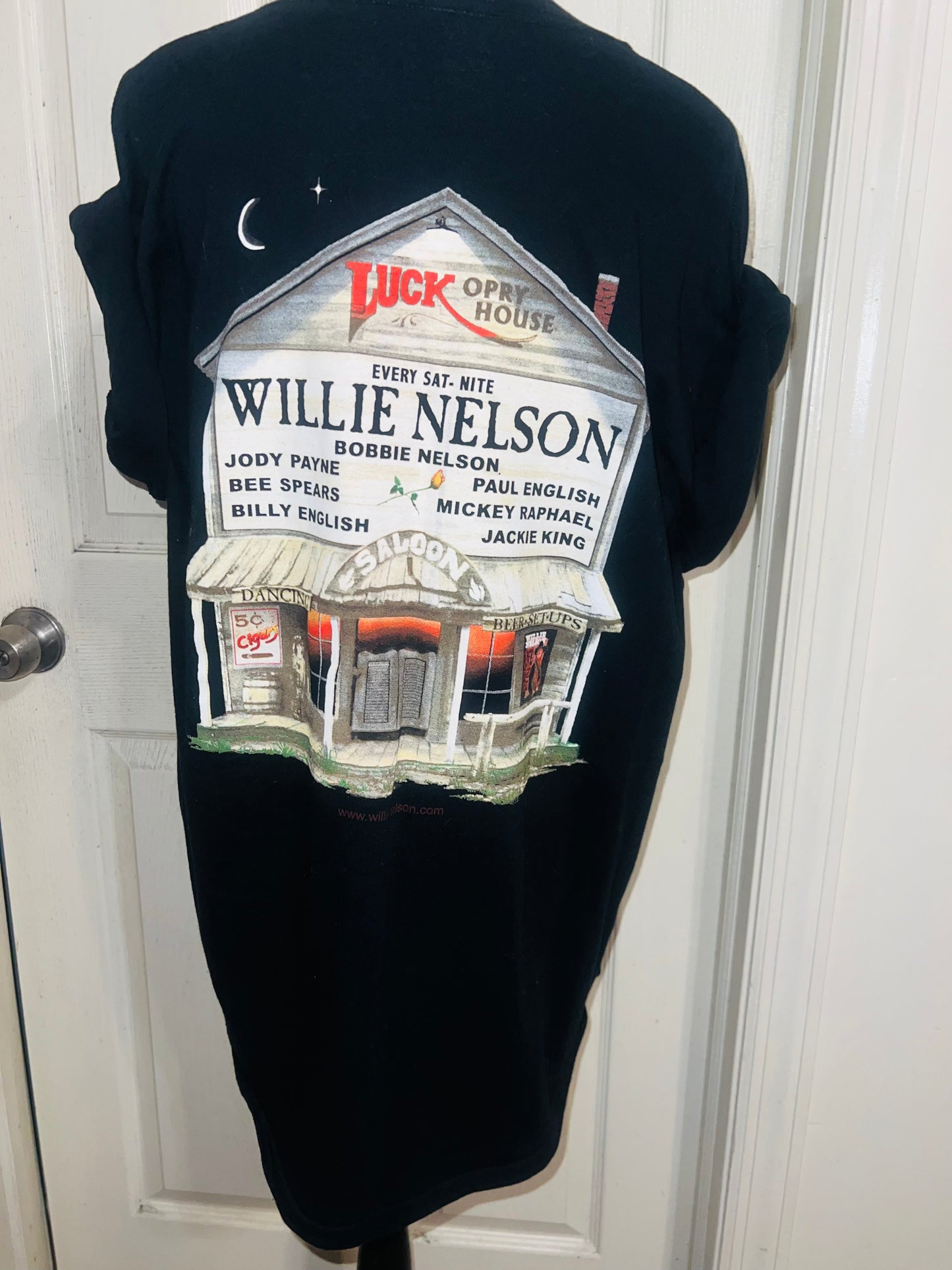 Willie Nelson Double Sided Distressed Vintage Oversized Tee