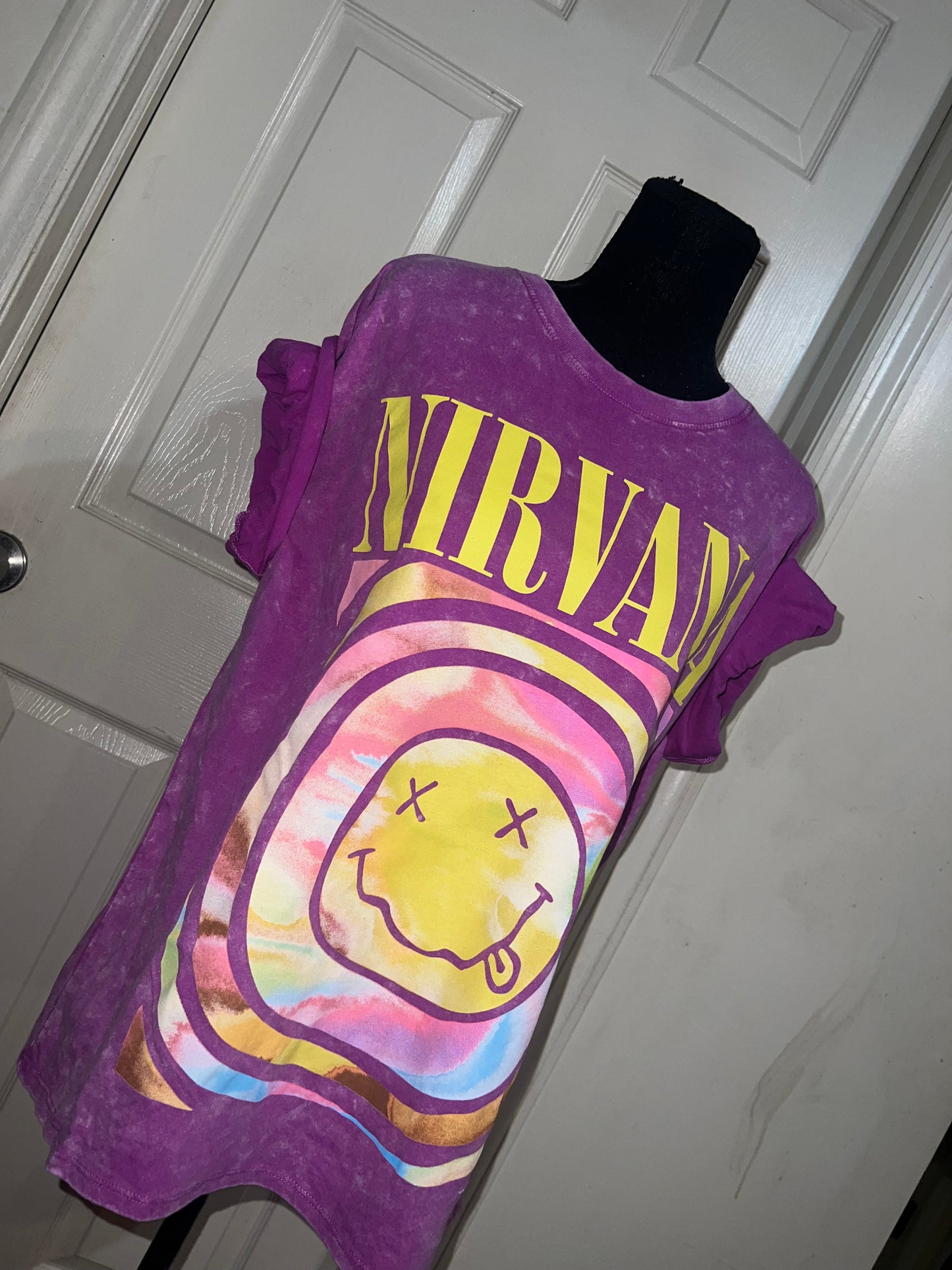 Nirvana Double Sided Oversized Distressed Tee