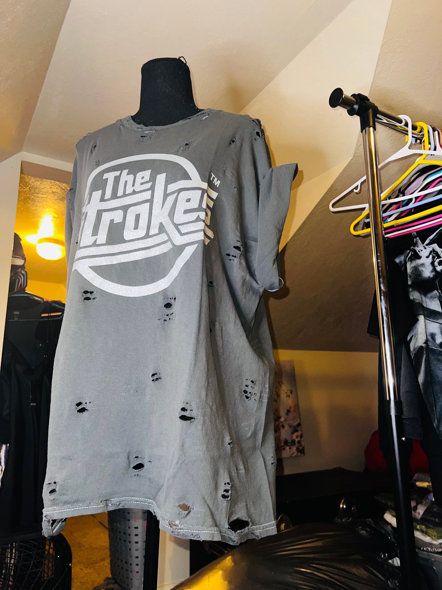 The Strokes Oversized Distressed Tee
