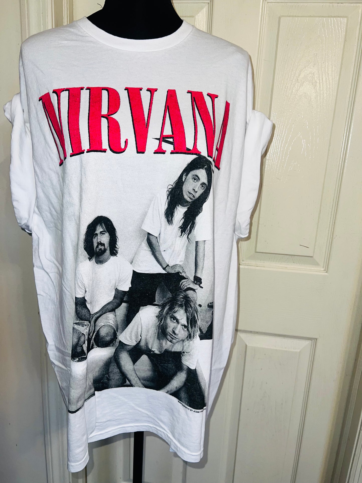 Nirvana Double Sided Oversized Distressed Tee