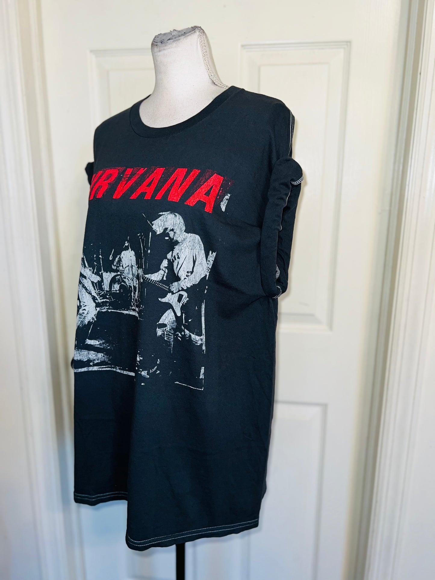 Nirvana Double Sided Oversized Distressed Tee