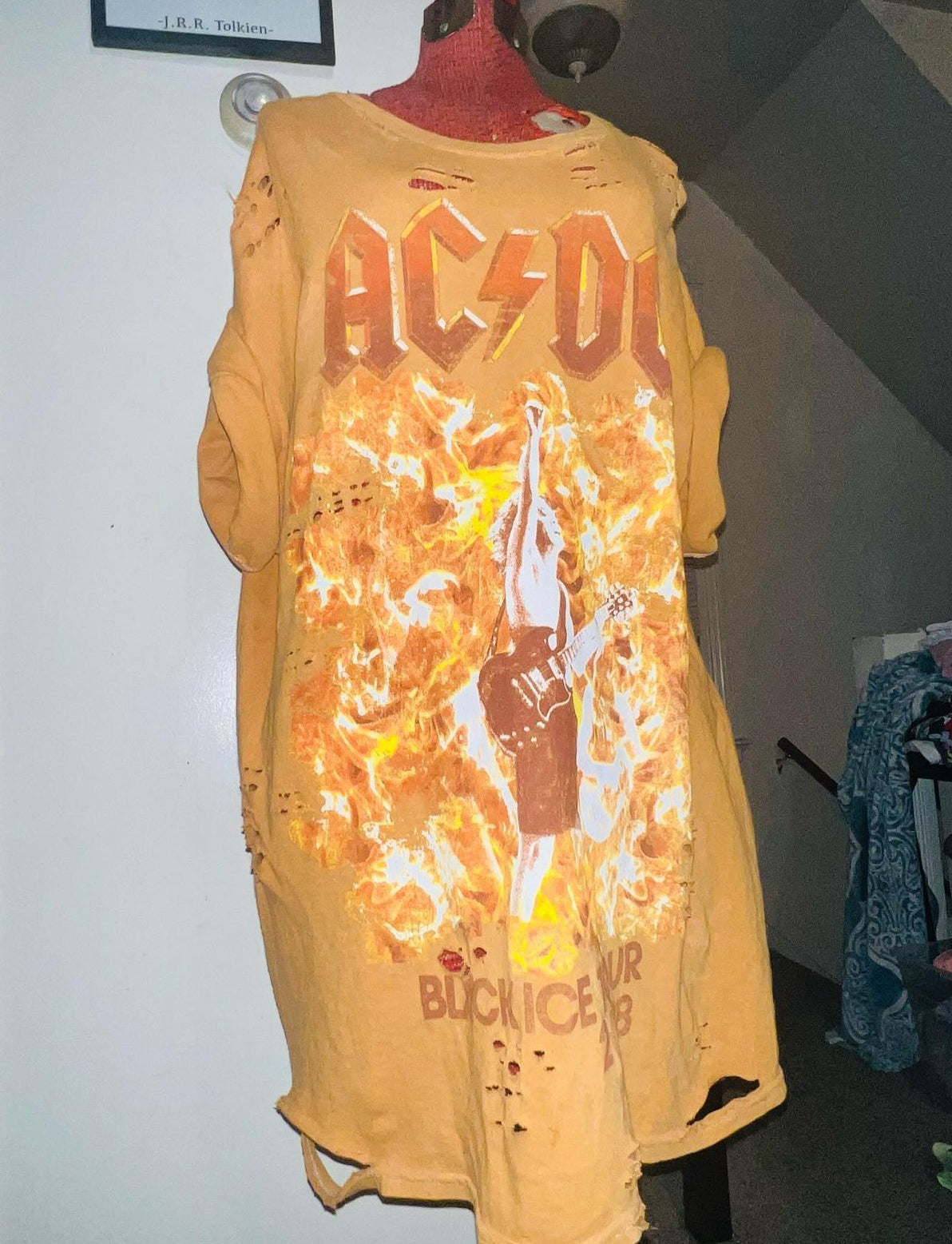 AC/DC Bleached Oversized Distressed Tee