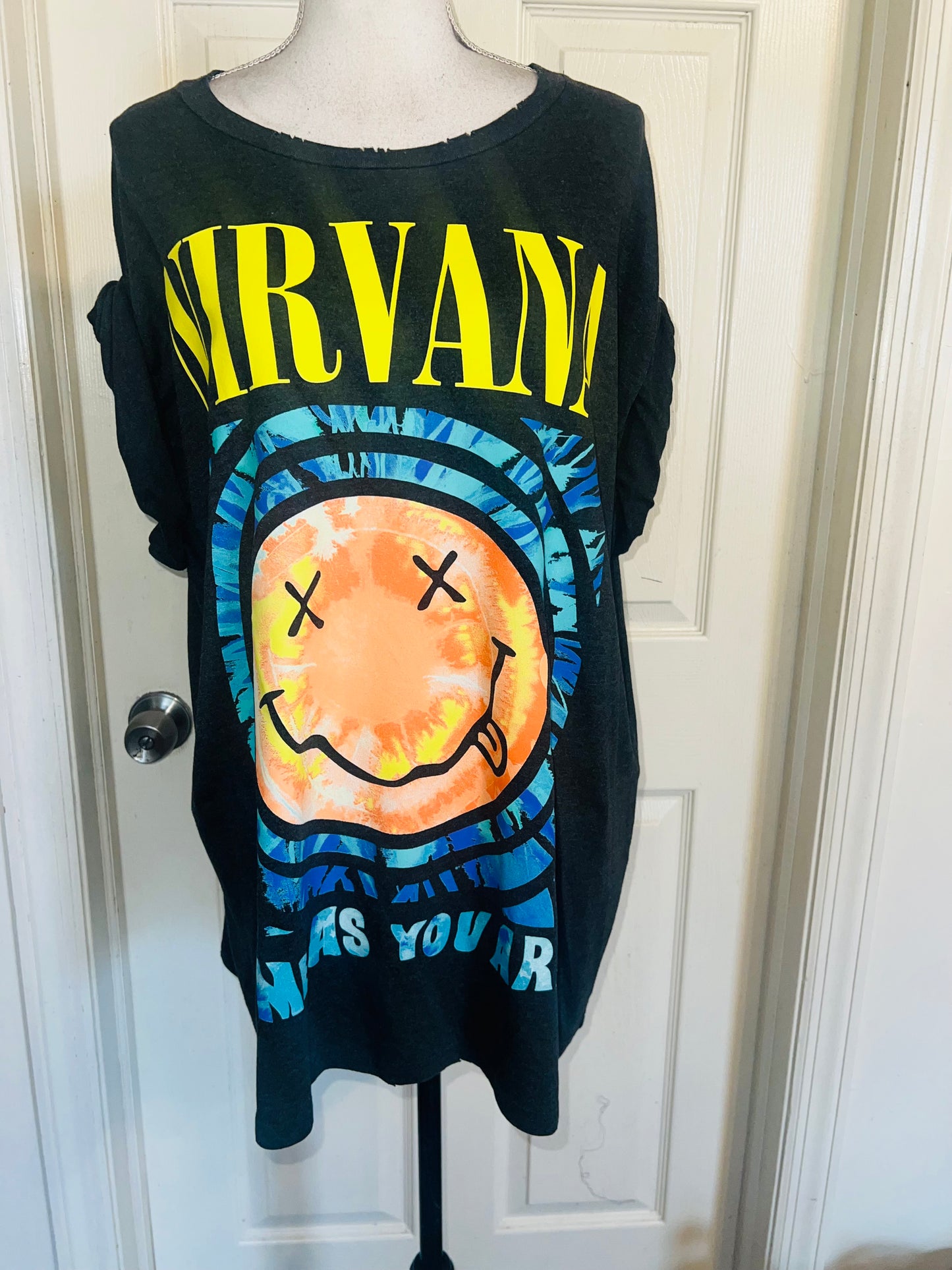 Nirvana Double Sided Oversized Distressed Tee