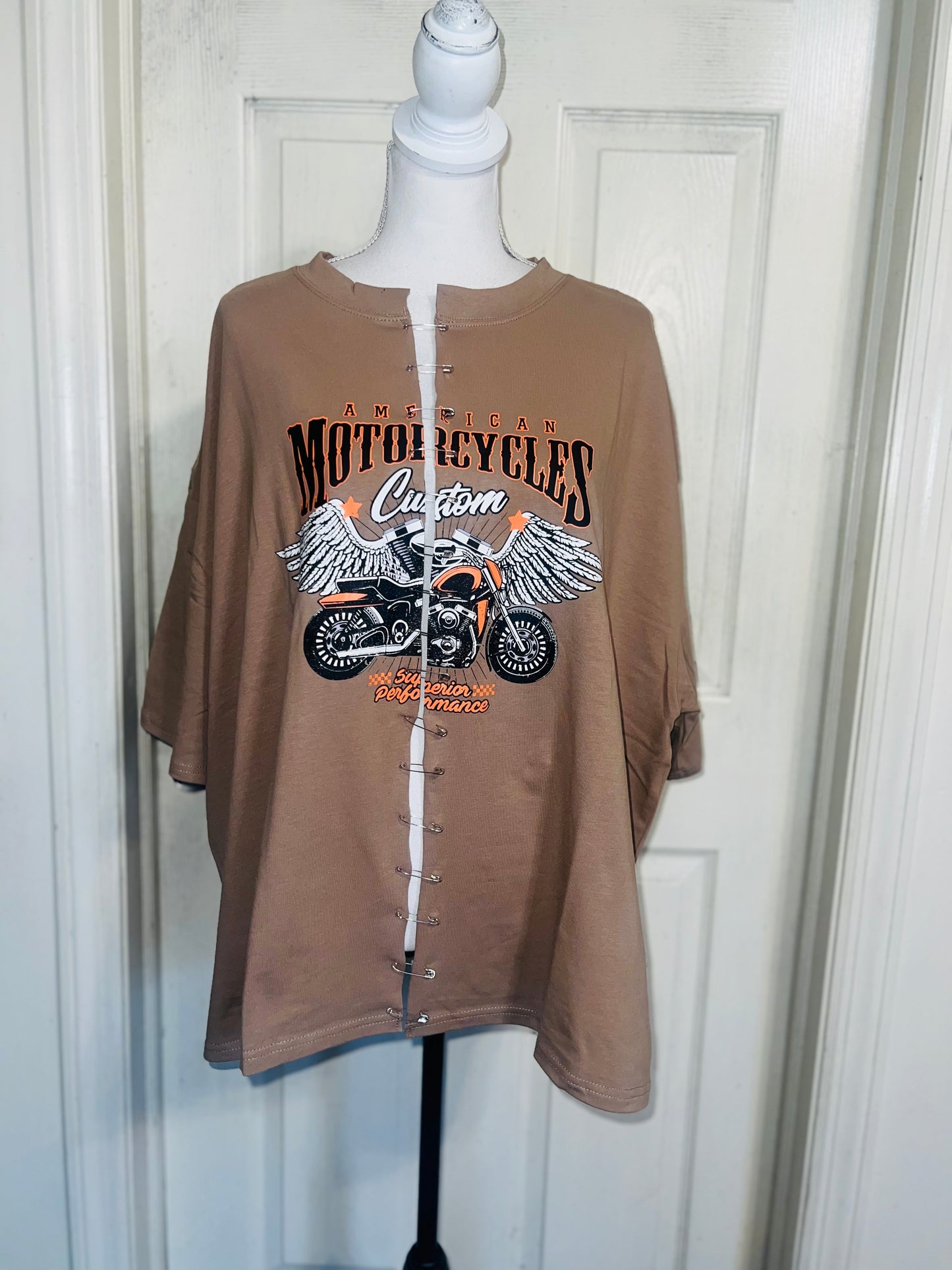 Motorcycle Split Distressed Oversized Tee